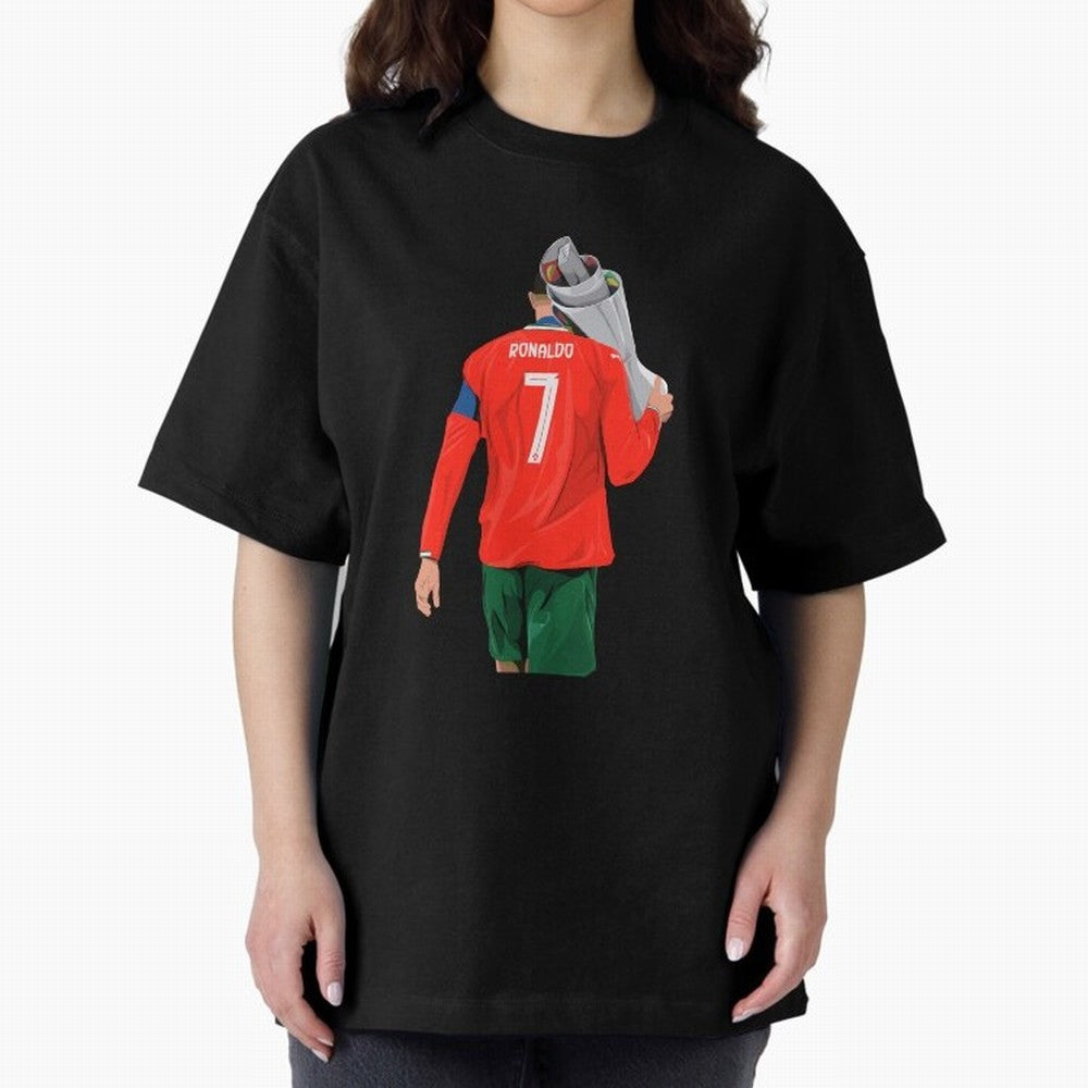 Cristiano Ronaldo Campion Oversized T-Shirt Make Memories around FIFA World Cup 2026 USA Canada Mexico Connected to Messi, France Energy, Classic Soccer Heritage, Championship Pressure, Fan Loyalty and International Pride; Perfect for Supporters