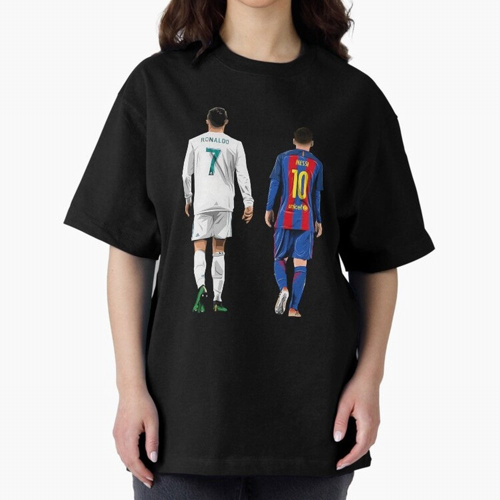 Cristiano Ronaldo & Messi vector Oversized T-Shirt Bring International Match Energy to FIFA World Cup 2026 Group Stage Driven by Mbappe, Argentina Energy, Football Passion, Legendary Performances, Festival Vibes and Supporter Community; Perfect for