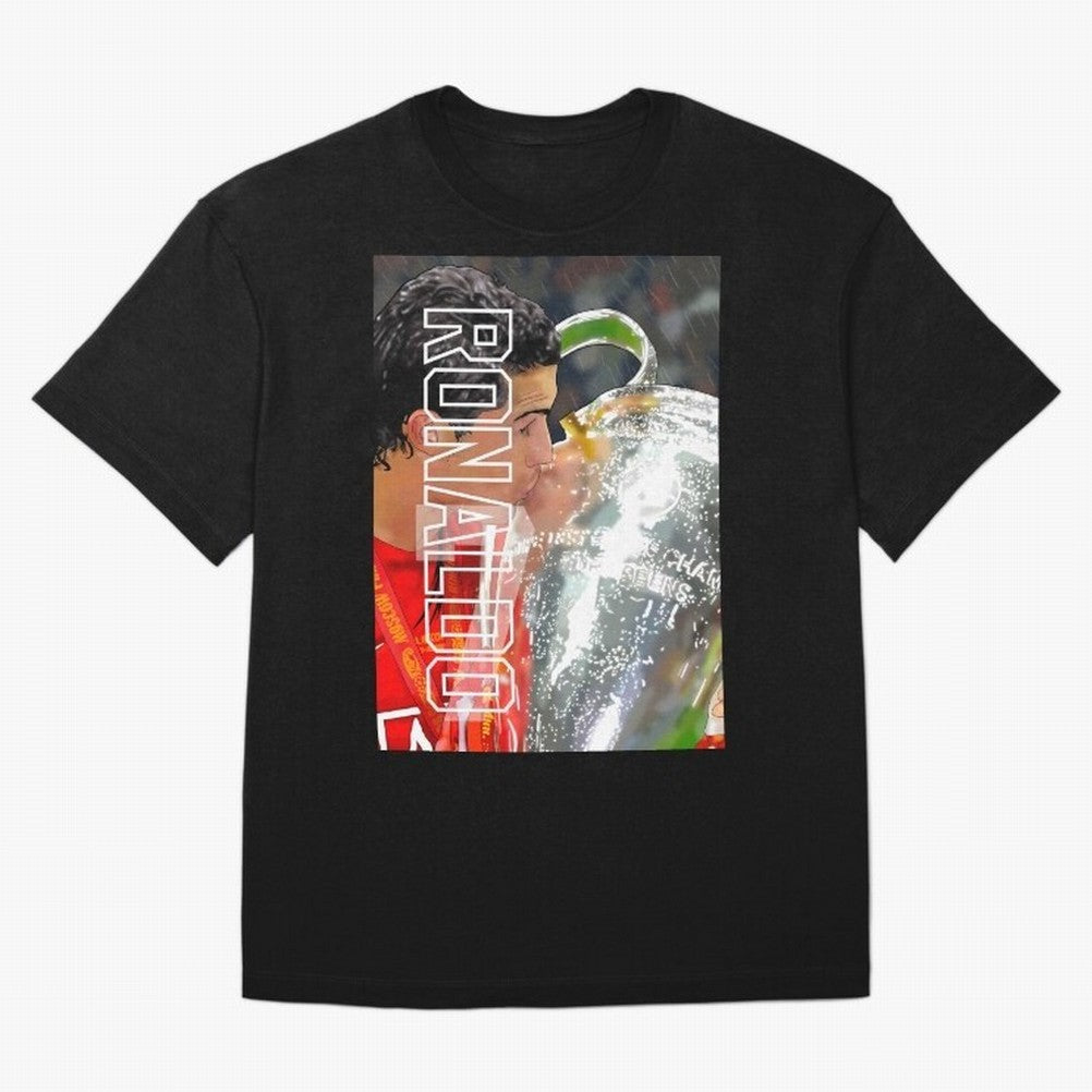 Cristiano Ronaldo ¨C 2008 Manchester United Champions League Glory Artwork by GrizzlyGFX Oversized T-Shirt Honor Football Greatness during Global Football Passion for FIFA World Cup 2026, Highlighting CR7 and Messi, Brazil, Portugal and Argentina,