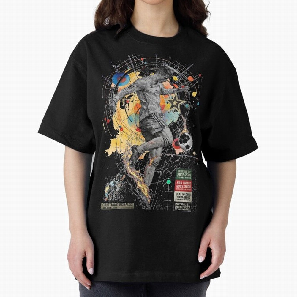 Cristiano Ronaldo Football Playmaker Oversized T-Shirt Represent Fans Who Live for FIFA World Cup 2026 Centered on Haaland and Mbappe, Argentina and Brazil Energy, Stadium Memories, Football Loyalty, International Chants and Championship Tradition;