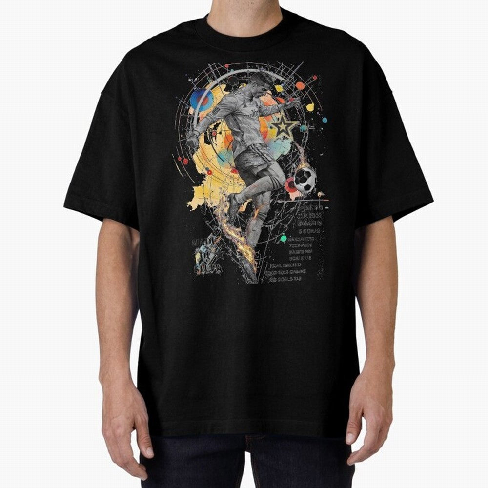 Cristiano Ronaldo Football Playmaker Oversized T-Shirt Relive Match Day Hype around FIFA World Cup 2026 USA Canada Mexico, Neymar, France, Tournament Hype, Historic Matchups, Family Viewing Parties and Global Sports Pride; Created for Match Day