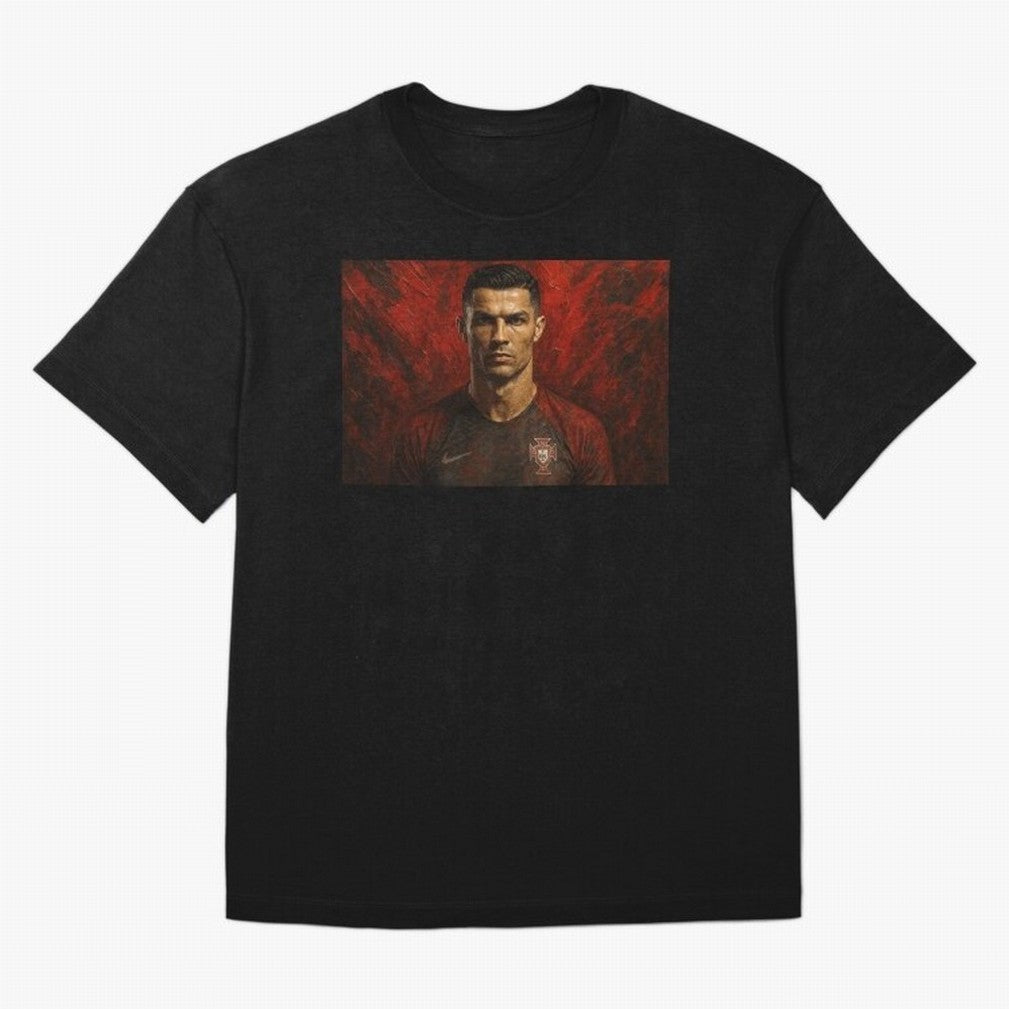 Cristiano Ronaldo Portrait Oversized T-Shirt Back the Journey through FIFA World Cup 2026 Spirit, Centered on Brazil, Portugal and Argentina, Messi, Championship Spirit, Famous Goals, Roaring Crowds and International Football Unity; Built for