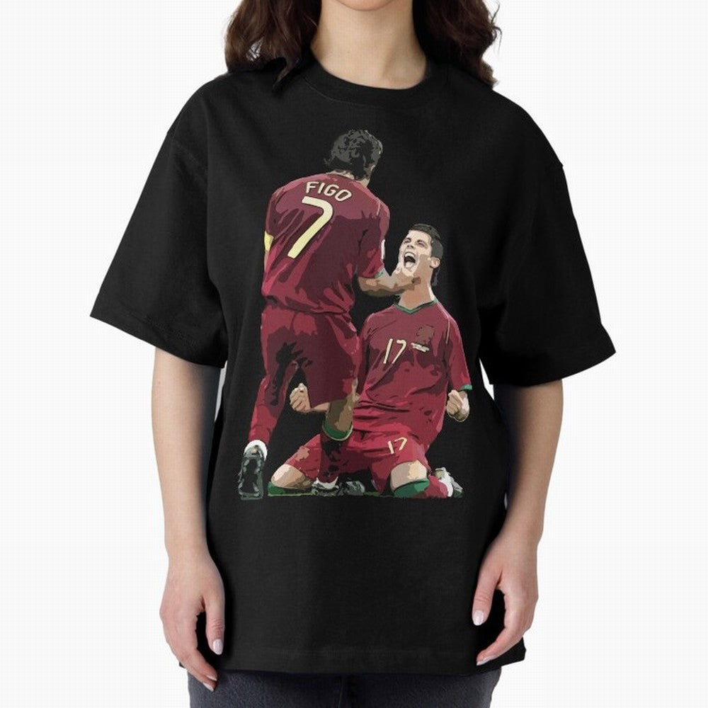 Luis Figo & Cristiano Ronaldo Oversized T-Shirt Bring Trophy Dreams to FIFA World Cup 2026 USA Canada Mexico for Fans of Messi and Cristiano Ronaldo and France, Bringing Global Supporter Spirit, Legendary Goals, National Colors and Tournament