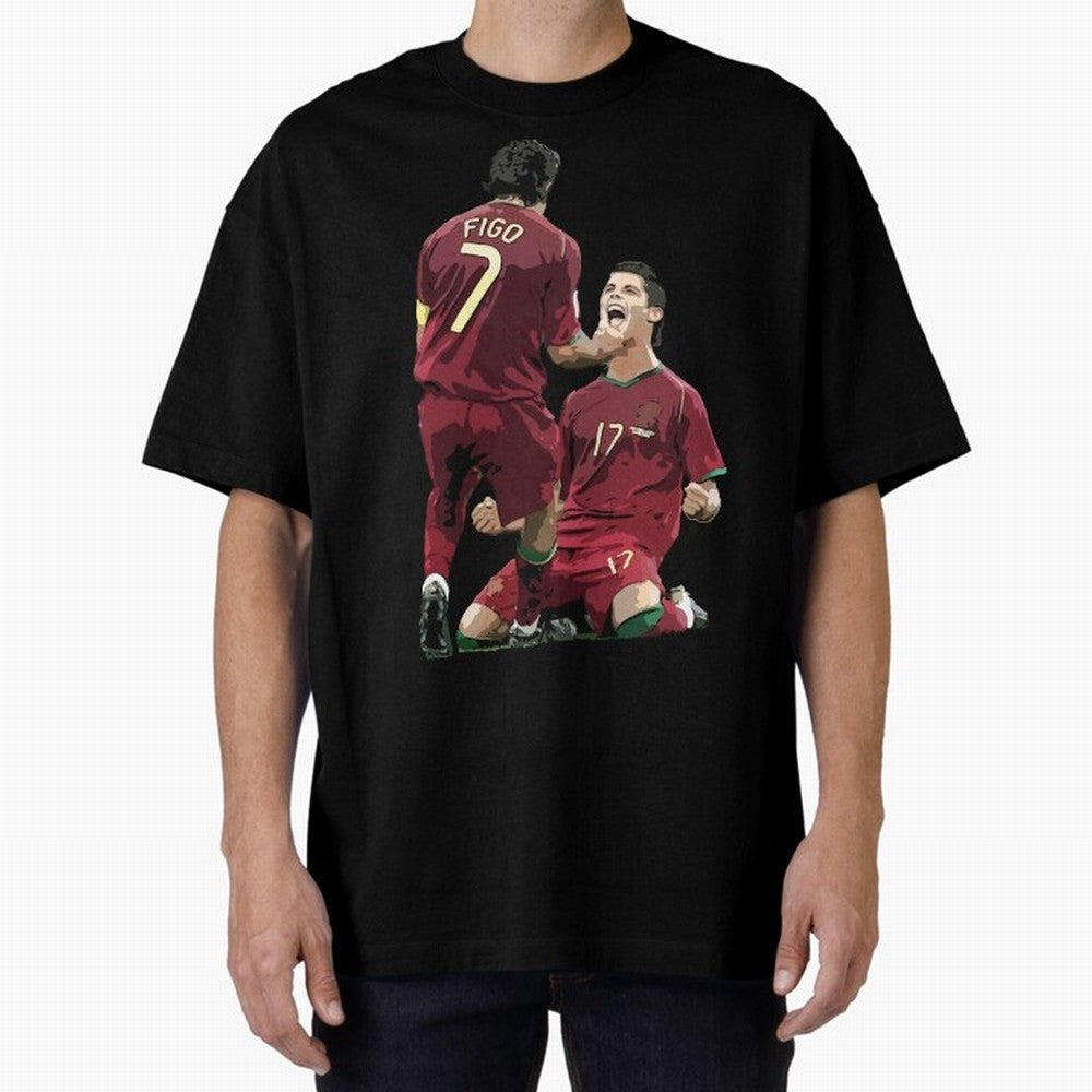 Luis Figo & Cristiano Ronaldo Oversized T-Shirt Bring Trophy Dreams to FIFA World Cup 2026 USA Canada Mexico for Fans of Messi and Cristiano Ronaldo and France, Bringing Global Supporter Spirit, Legendary Goals, National Colors and Tournament