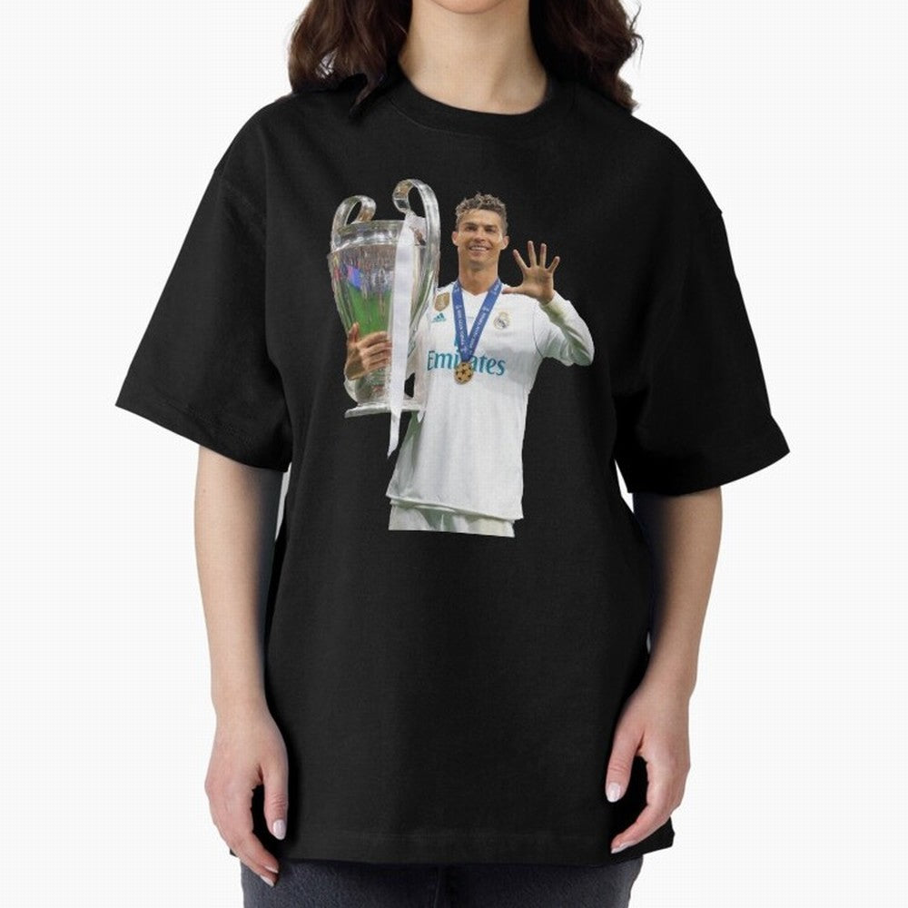 Cristiano Ronaldo with the cup Oversized T-Shirt Bring Champion Energy into FIFA World Cup 2026 Group Stage with Haaland, Brazil Energy, Stadium Chants, National Pride, Trophy Dreams and Unforgettable Football Memories; Perfect for People Who Love