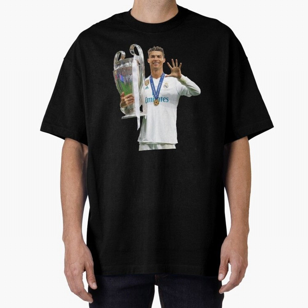 Cristiano Ronaldo with the cup Oversized T-Shirt Bring Champion Energy into FIFA World Cup 2026 Group Stage with Haaland, Brazil Energy, Stadium Chants, National Pride, Trophy Dreams and Unforgettable Football Memories; Perfect for People Who Love