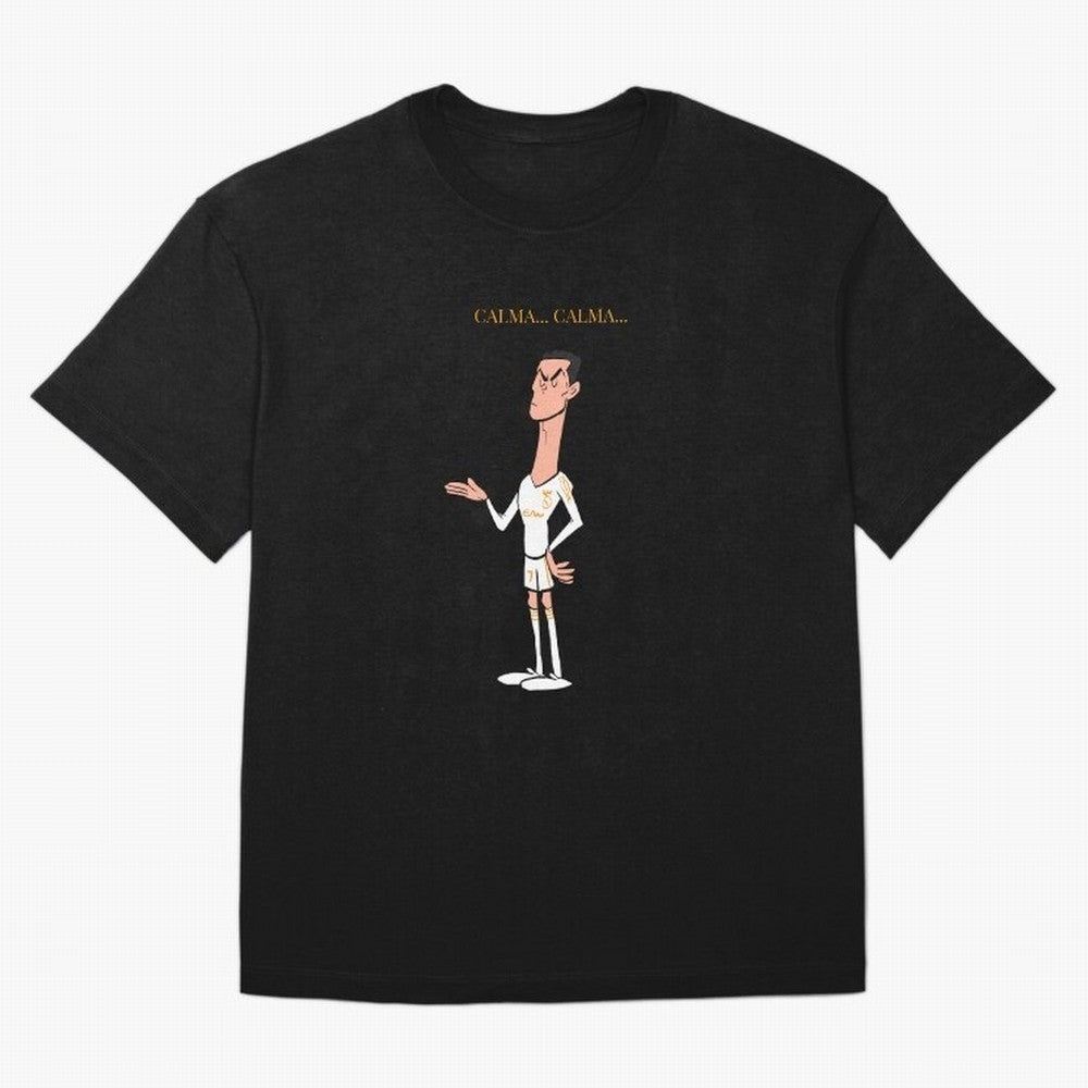 Cristiano Ronaldo ¨C Calma Calma Shirt Celebration (Cartoon) Oversized T-Shirt Celebrate the Stars of the FIFA World Cup 2026 Group Stage Journey through Mbappe and Neymar Highlights, Argentina and Brazil Pride, Tournament Hype, Historic Matchups,