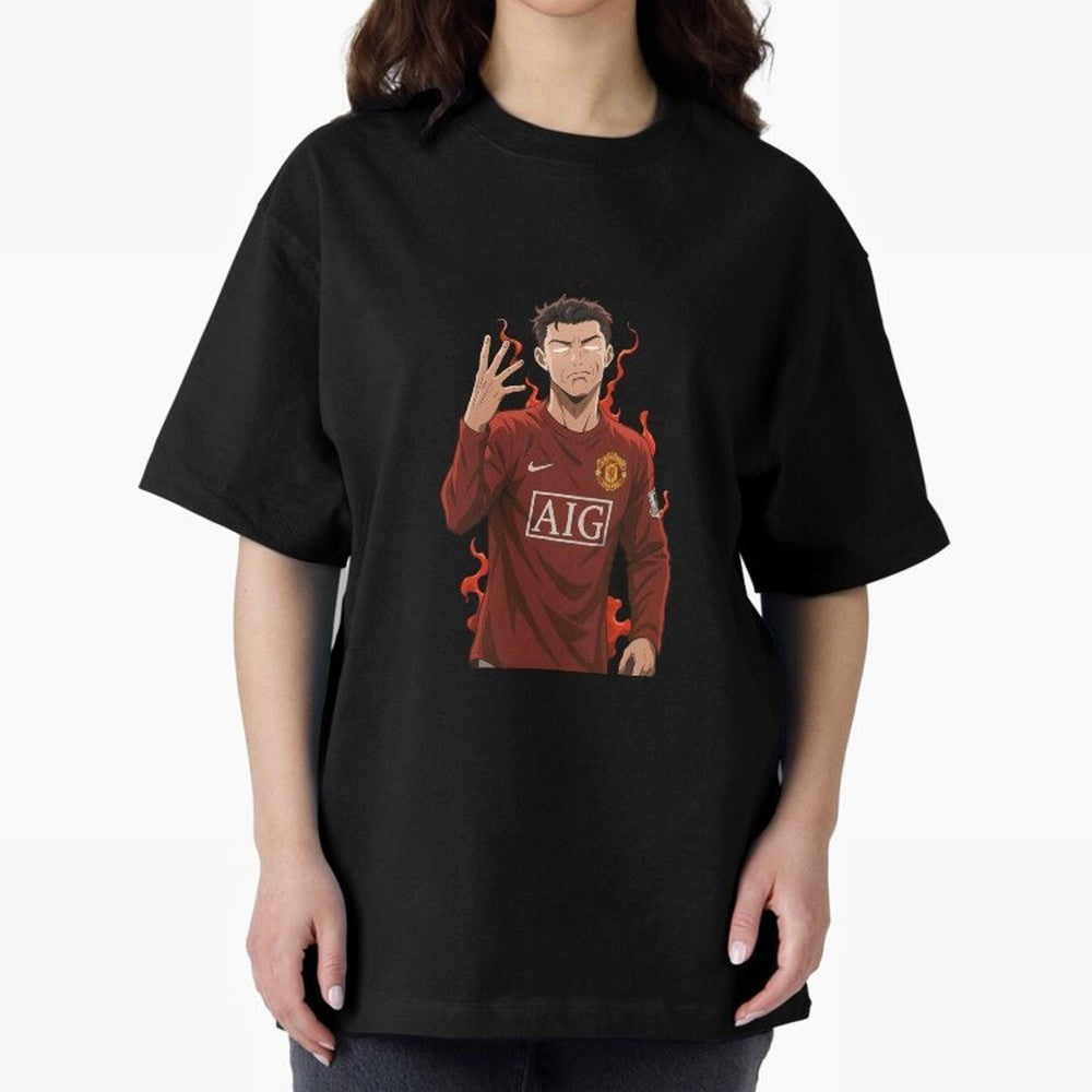 Cristiano Ronaldo Anime Art ¨C Blue Lock Inspired Football Legend Oversized T-Shirt Experience the Global Stage of Match Day Hype around FIFA World Cup 2026 USA Canada Mexico, Mbappe, Portugal, Soccer Culture, Superstar Moments, National Team
