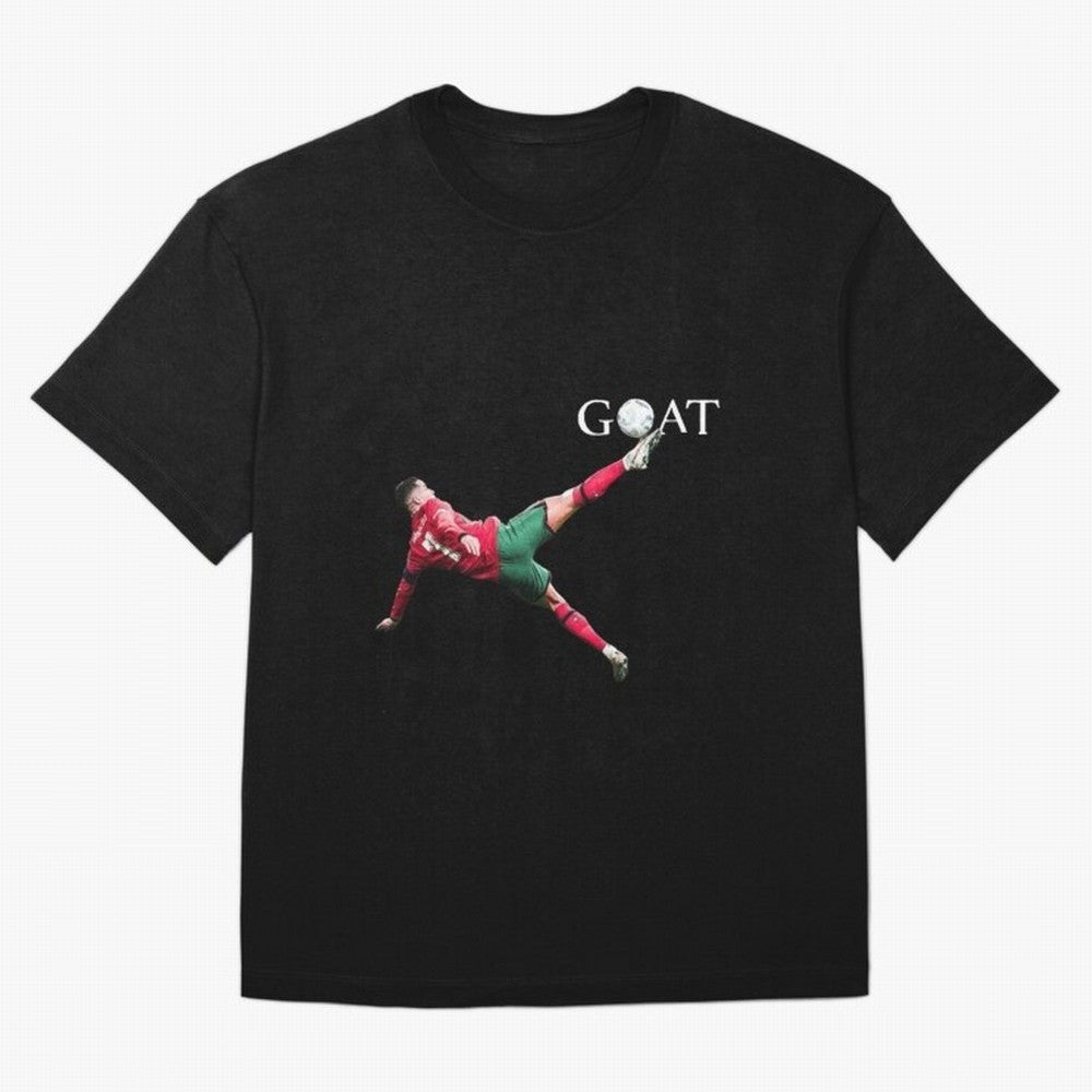GOAT in Motion: Ronaldo's Iconic Bicycle Kick Oversized T-Shirt Celebrate Classic Football Spirit in Match Day Hype around FIFA World Cup 2026 USA Canada Mexico, Mbappe, Brazil, Classic Soccer Heritage, Championship Pressure, Fan Loyalty and