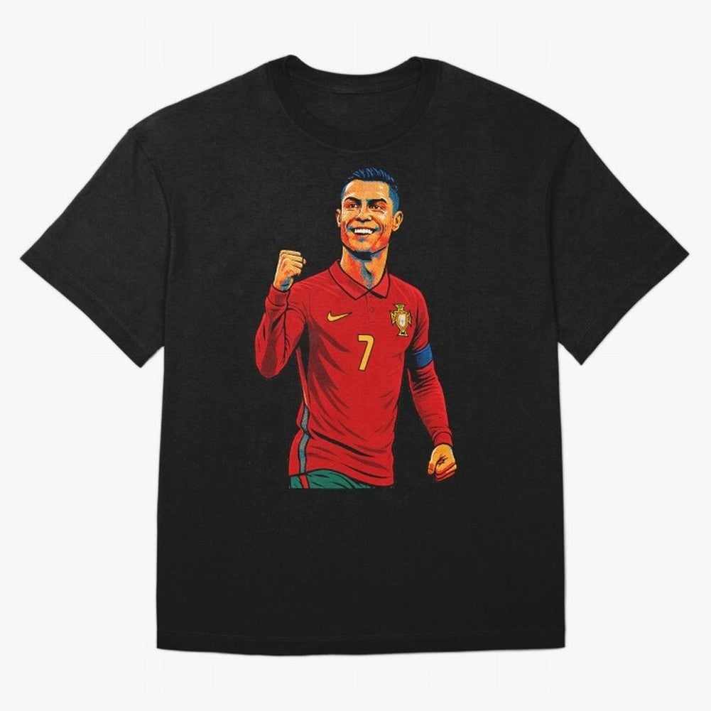 Cristiano Ronaldo Goal Pop Art Oversized T-Shirt Unlock FIFA World Cup 2026 USA Canada Mexico Made for CR7 and Messi, England, France and Netherlands Energy, Football Festival Excitement, Trophy Ambitions, Country Rivalries and Star Player Buzz;