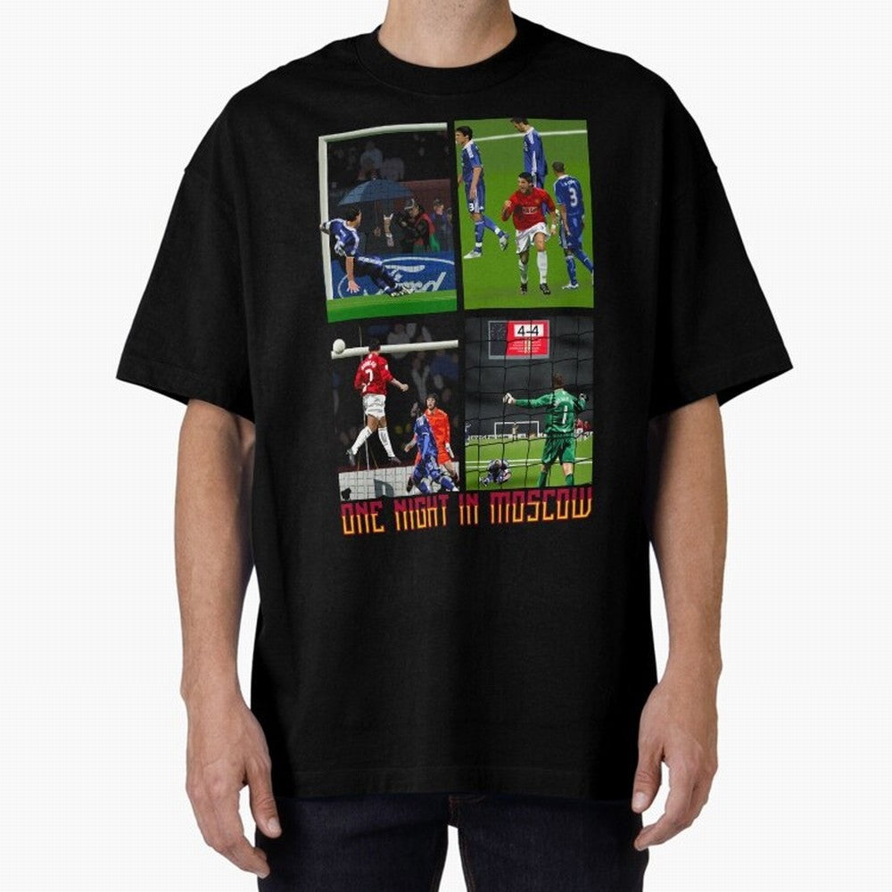 One Night in Moscow ¨C Manchester United 2008 Champions League Glory Artwork Oversized T-Shirt Feel International Energy from Global Football Passion for FIFA World Cup 2026, Connected to CR7, Argentina, France and Brazil, Classic Soccer Heritage,