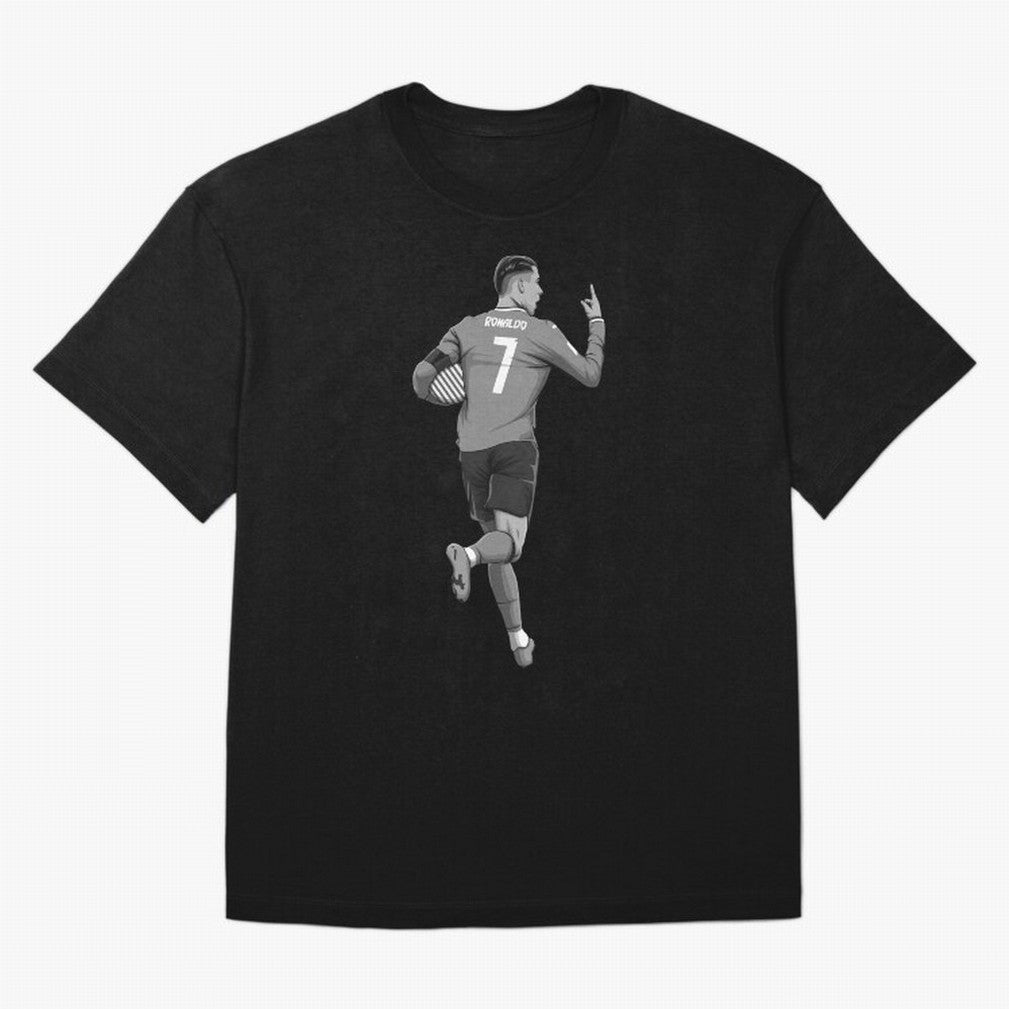 Cristiano Ronaldo Black and White Version Oversized T-Shirt Honor Football Greatness during FIFA World Cup 2026 Group Stage Driven by CR7, England and Germany Energy, Football Festival Excitement, Trophy Ambitions, Country Rivalries and Star Player