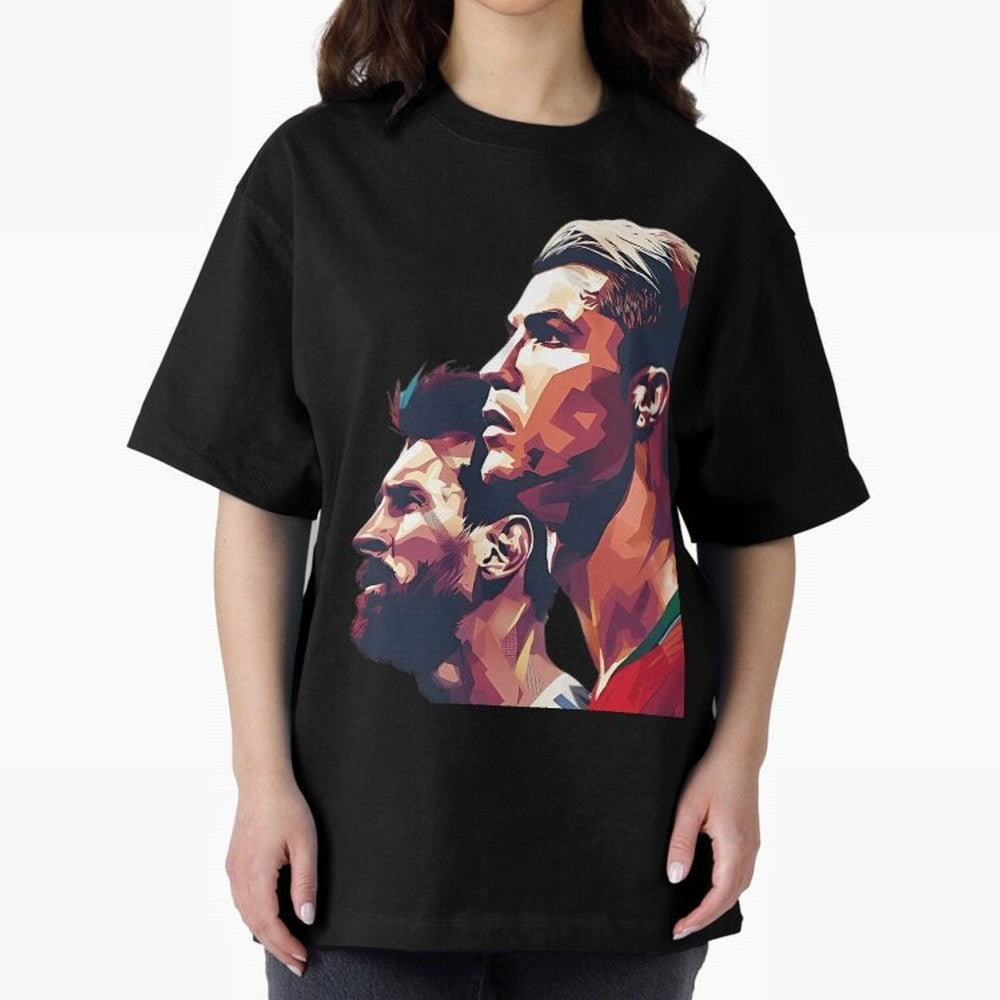ronaldo and messi - Goat Oversized T-Shirt Celebrate the Magic of FIFA World Cup 2026 for Fans of Cristiano Ronaldo and Argentina and Brazil, Bringing Fan Favorite Moments, National Team Passion, Big Match Drama and Soccer History; Great for Watch