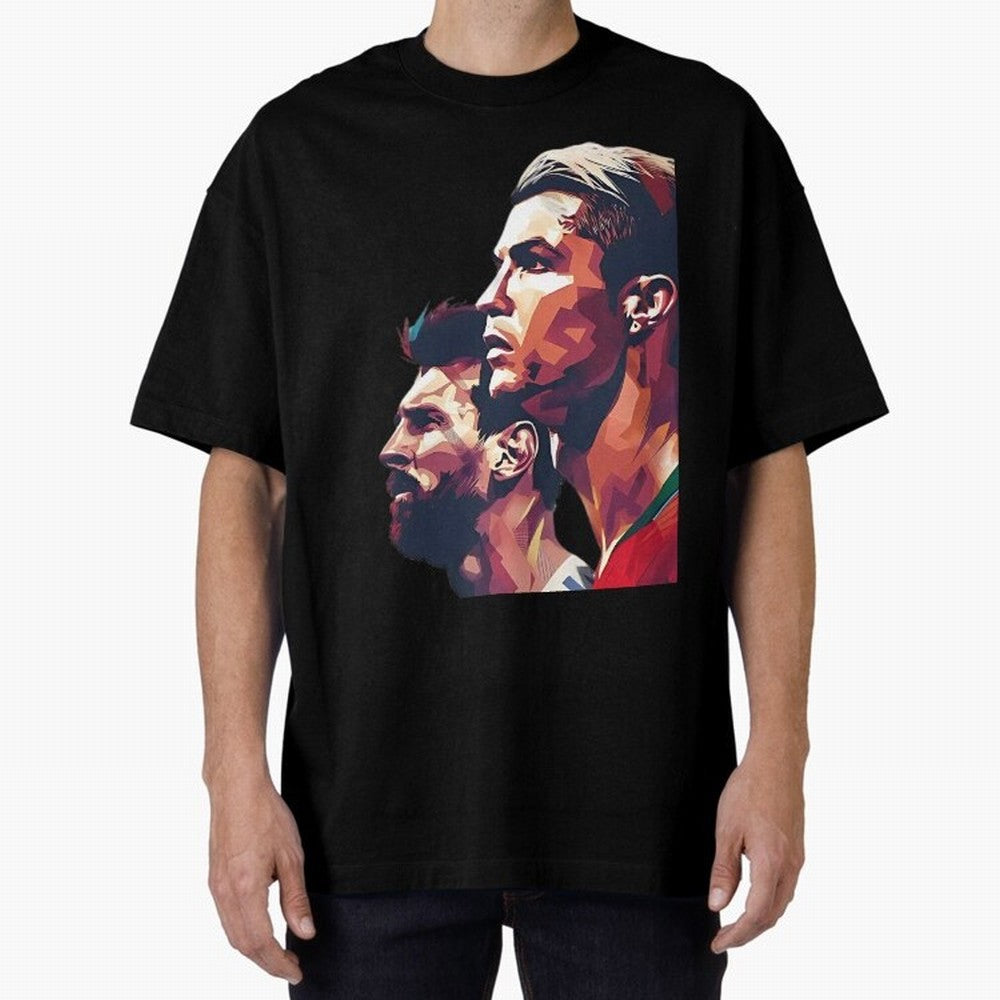 ronaldo and messi - Goat Oversized T-Shirt Celebrate the Magic of FIFA World Cup 2026 for Fans of Cristiano Ronaldo and Argentina and Brazil, Bringing Fan Favorite Moments, National Team Passion, Big Match Drama and Soccer History; Great for Watch