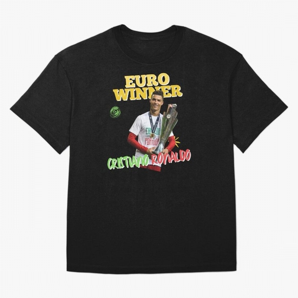 Cristiano Ronaldo Euro Winner Oversized T-Shirt Bring Home FIFA World Cup 2026 Group Stage for Fans of Cristiano Ronaldo, Haaland and CR7 and Brazil, Portugal and Argentina, Bringing Football Festival Excitement, Trophy Ambitions, Country Rivalries