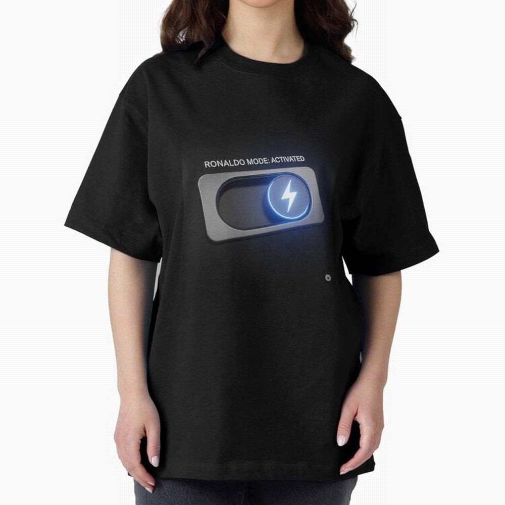 Ronaldo Mode: Activated ¨C Power Switch Football Art Oversized T-Shirt Live the Energy of the FIFA World Cup 2026 Group Stage Journey through Haaland and Mbappe Highlights, Brazil, Portugal and Argentina Pride, Fan Favorite Moments, National Team