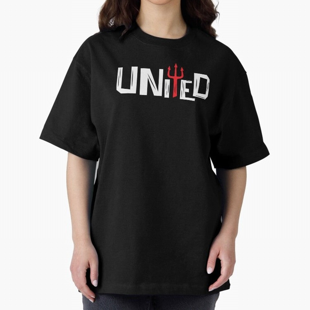 Manchester United - United Typography Oversized T-Shirt Celebrate Unforgettable Nights in Global Football Passion for FIFA World Cup 2026 Group Stage, Inspired by Neymar, England and Germany, Sports Nostalgia, International Competition, Famous