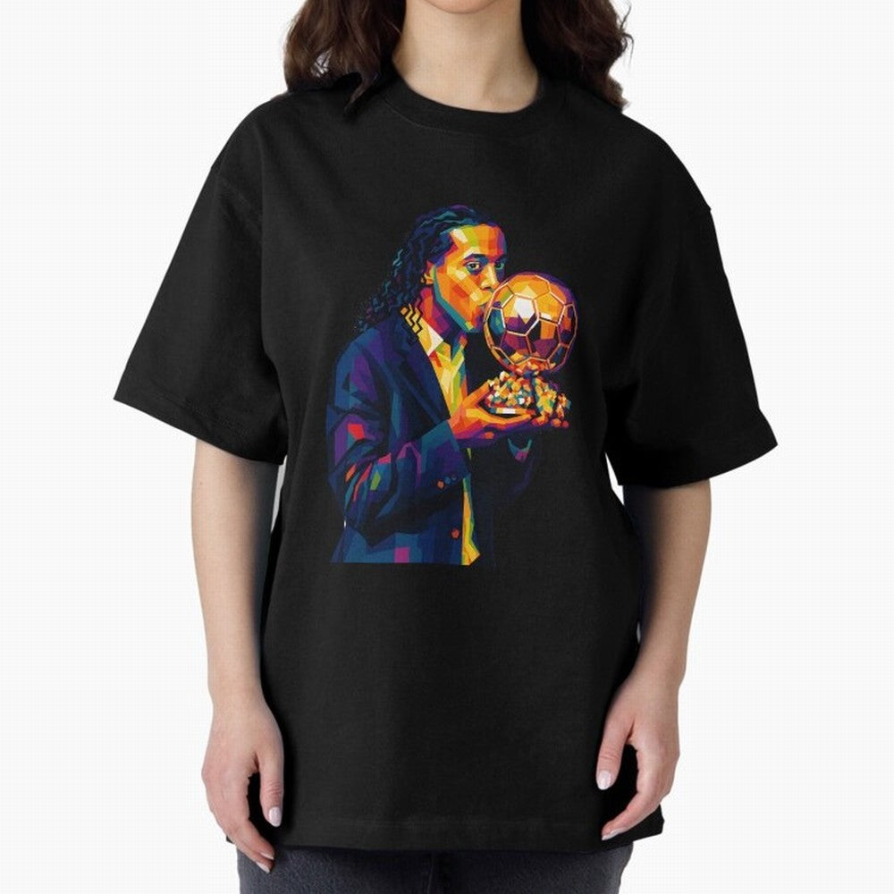 Ronaldinho Wpap Art Oversized T-Shirt Experience the FIFA World Cup 2026 USA Canada Mexico Journey through CR7 Highlights, England Pride, Vintage Soccer Flavor, Modern Football Stars, National Flags and Final Night Emotion; Perfect for Supporters