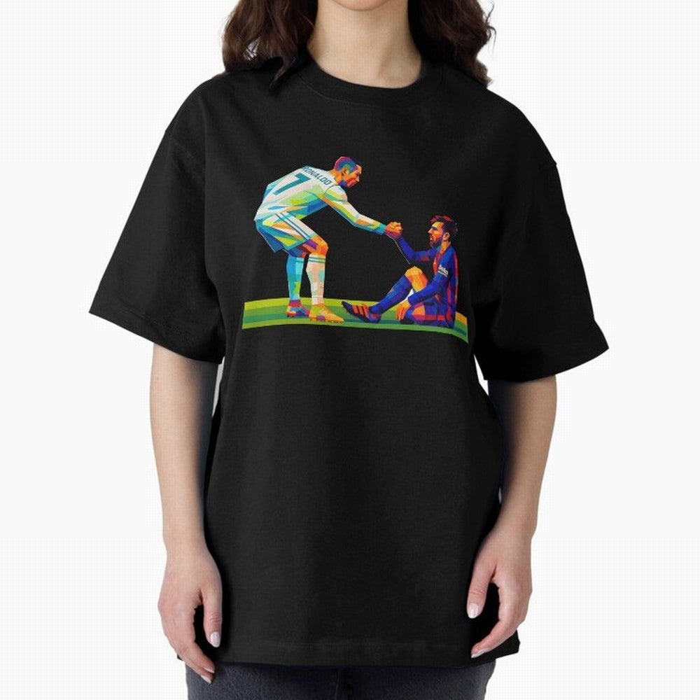 Cristiano Ronaldo & Messi Wpap Art Oversized T-Shirt Bring Legendary Rivalry Energy to FIFA World Cup 2026 for Fans of CR7 and Netherlands, Bringing Football Passion, Legendary Performances, Festival Vibes and Supporter Community; Ideal for