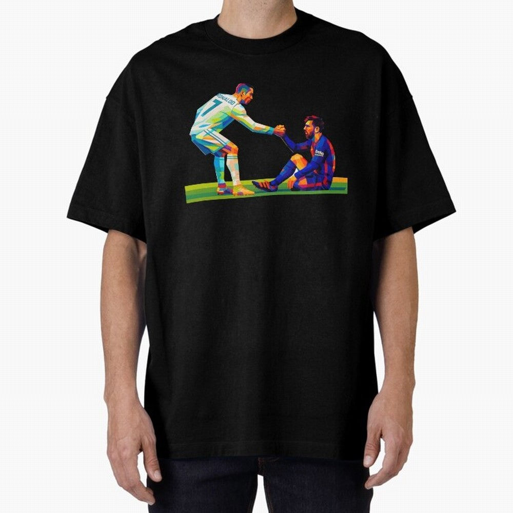 Cristiano Ronaldo & Messi Wpap Art Oversized T-Shirt Bring Legendary Rivalry Energy to FIFA World Cup 2026 for Fans of CR7 and Netherlands, Bringing Football Passion, Legendary Performances, Festival Vibes and Supporter Community; Ideal for
