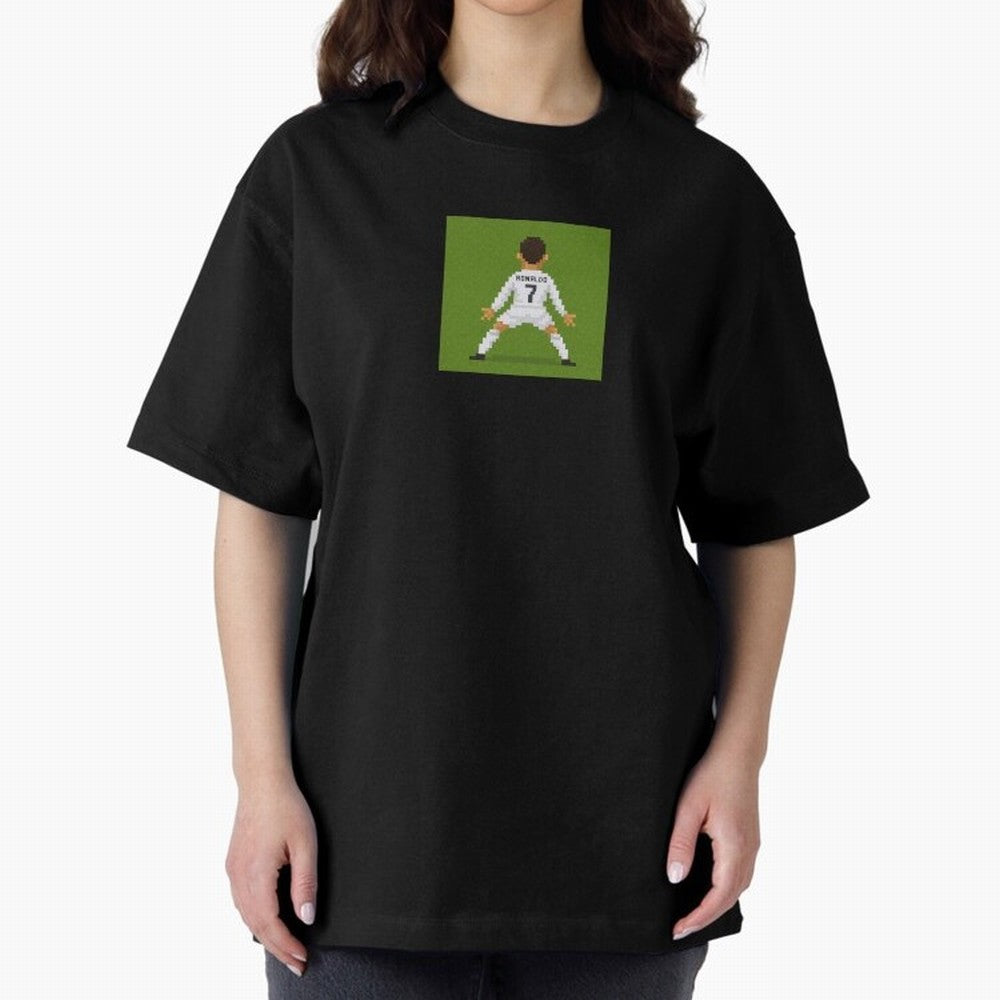Cristiano Ronaldo Real Madrid Pixel Siuuu Art Oversized T-Shirt Celebrate the Biggest Stage of Global Football Passion for FIFA World Cup 2026 USA Canada Mexico, Driven by Neymar, Haaland and Cristiano Ronaldo, Brazil, Portugal and Argentina,
