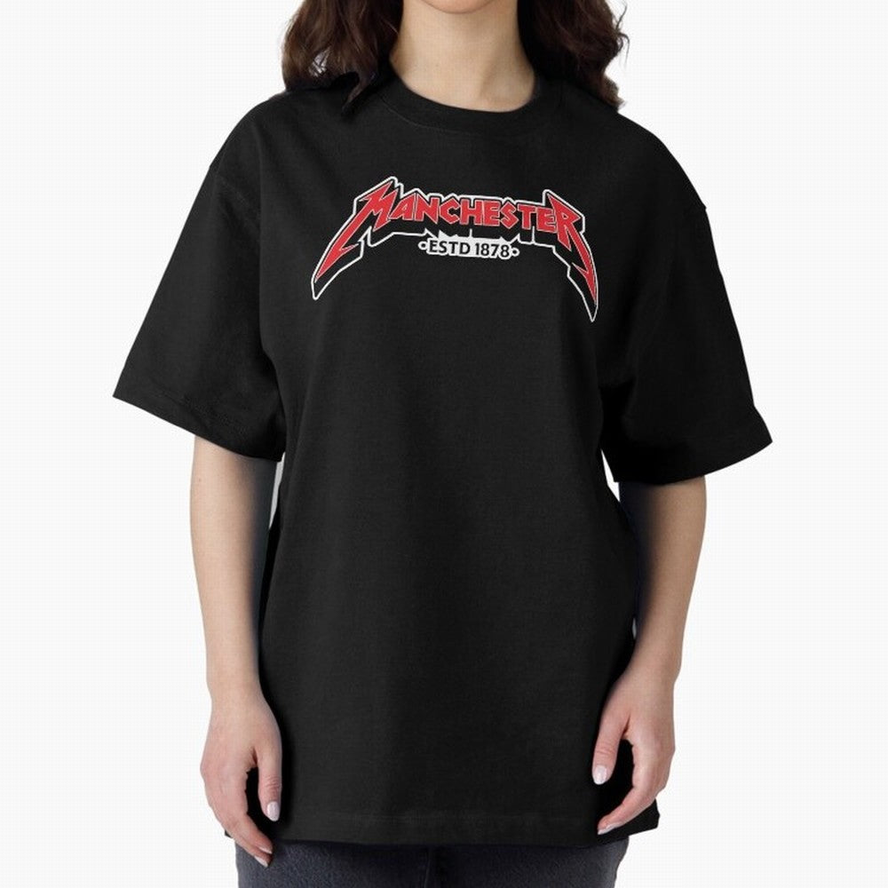 Manchester United Metal Font Oversized T-Shirt Bring Stadium Energy to the FIFA World Cup 2026 Group Stage Journey through Messi and Cristiano Ronaldo Highlights, England, France and Netherlands Pride, Fan Favorite Moments, National Team Passion,