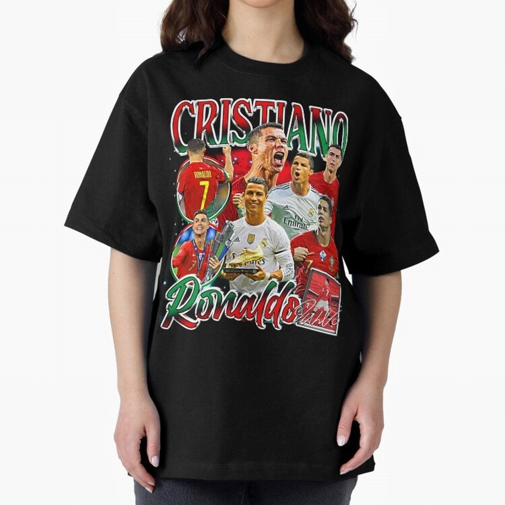Cristiano Ronaldo Premium Quality Oversized T-Shirt Celebrate Rivalries and Pride in Global Football Passion for FIFA World Cup 2026 USA Canada Mexico, Made for Neymar, Haaland and Cristiano Ronaldo, Argentina, Vintage Soccer Flavor, Modern