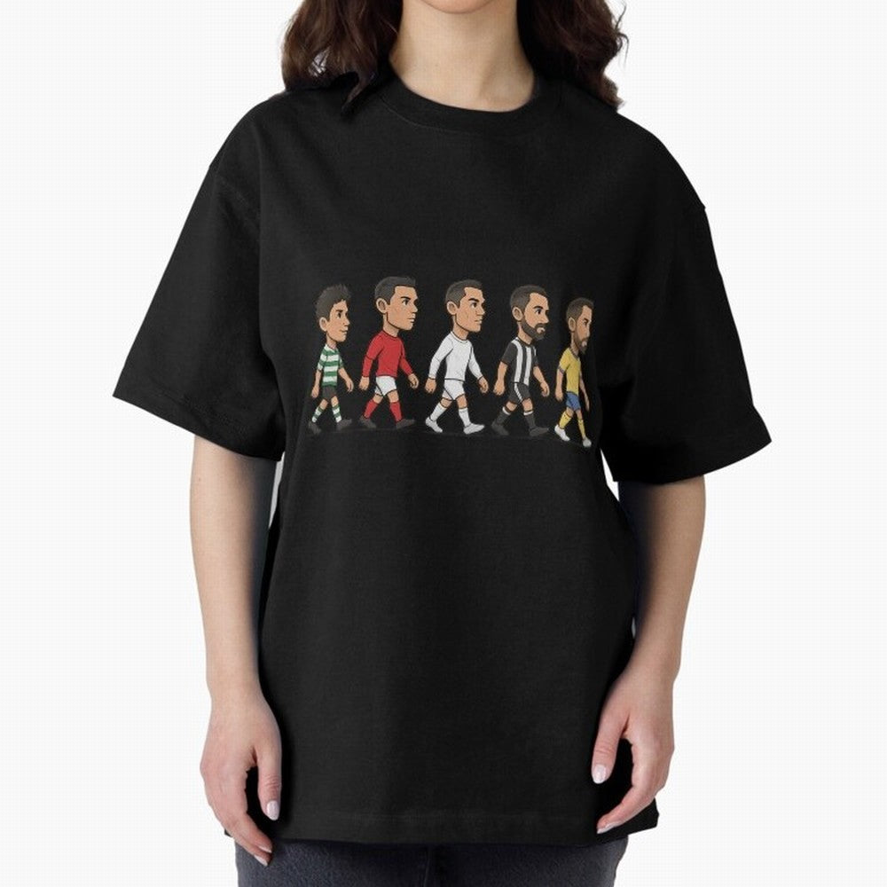 Ronaldo Evolution Sticker ¨C Cartoon Football Art from Sporting to Al-Nassr Oversized T-Shirt Celebrate the Road through Match Day Hype around FIFA World Cup 2026, Neymar, England and Germany, Global Supporter Spirit, Legendary Goals, National