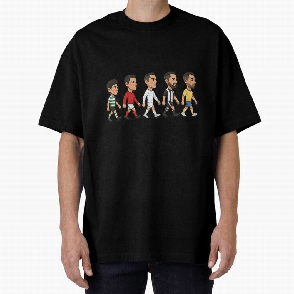 Ronaldo Evolution Sticker ¨C Cartoon Football Art from Sporting to Al-Nassr Oversized T-Shirt Celebrate the Road through Match Day Hype around FIFA World Cup 2026, Neymar, England and Germany, Global Supporter Spirit, Legendary Goals, National