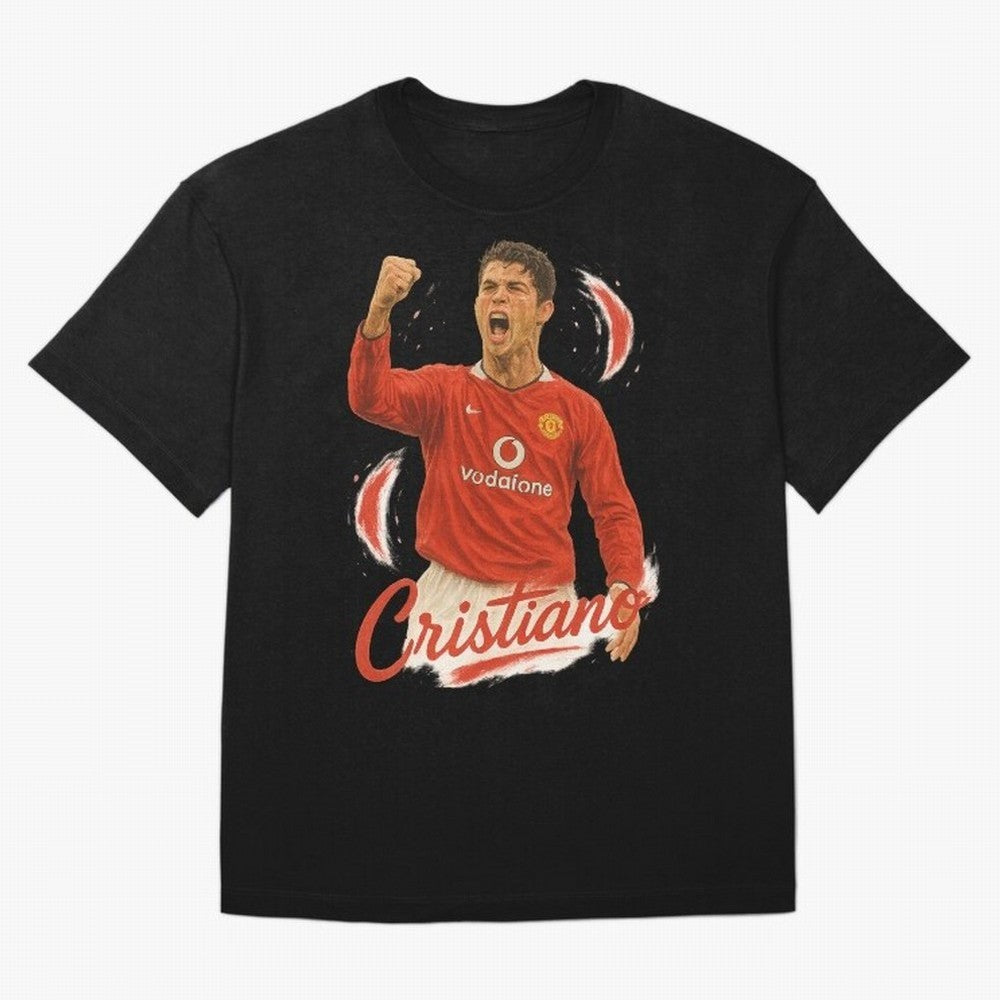 Young Cristiano Ronaldo Man United Art ¨C Rising Soccer Legend Tribute	 Oversized T-Shirt Celebrate the Road through FIFA World Cup 2026 Group Stage for Fans of Messi, CR7 and Mbappe and Brazil, Bringing Champion Mindset, Group Stage Buzz, Knockout