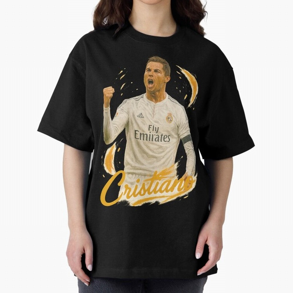 Cristiano Ronaldo Madrid Art - Iconic Soccer Legend Tribute Oversized T-Shirt Build Match Day Hype around FIFA World Cup 2026 USA Canada Mexico, CR7 and Messi, Portugal, Football Passion, Legendary Performances, Festival Vibes and Supporter