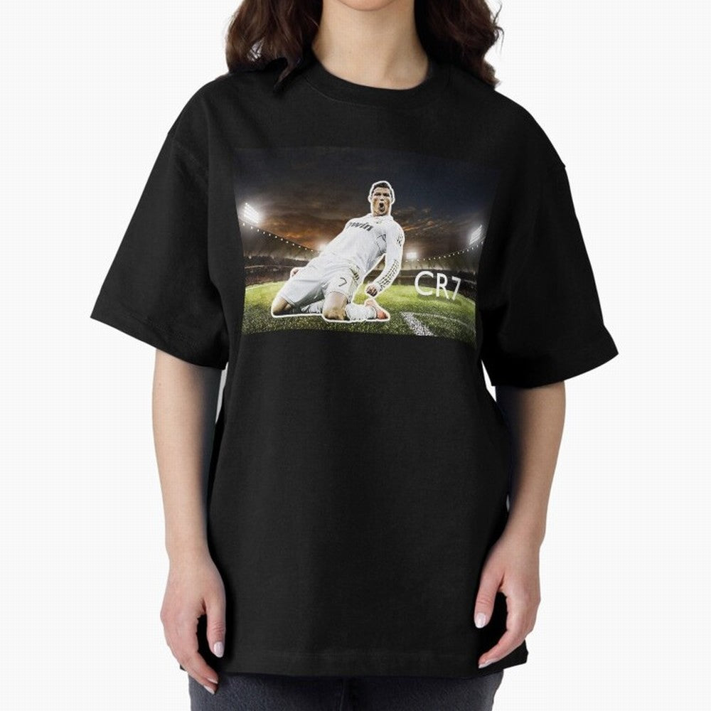 Cristiano Ronaldo Celebration Scene Oversized T-Shirt Celebrate the Road through the FIFA World Cup 2026 Group Stage Journey through CR7 and Messi Highlights, Argentina Pride, Champion Mindset, Group Stage Buzz, Knockout Tension and Passionate Fan