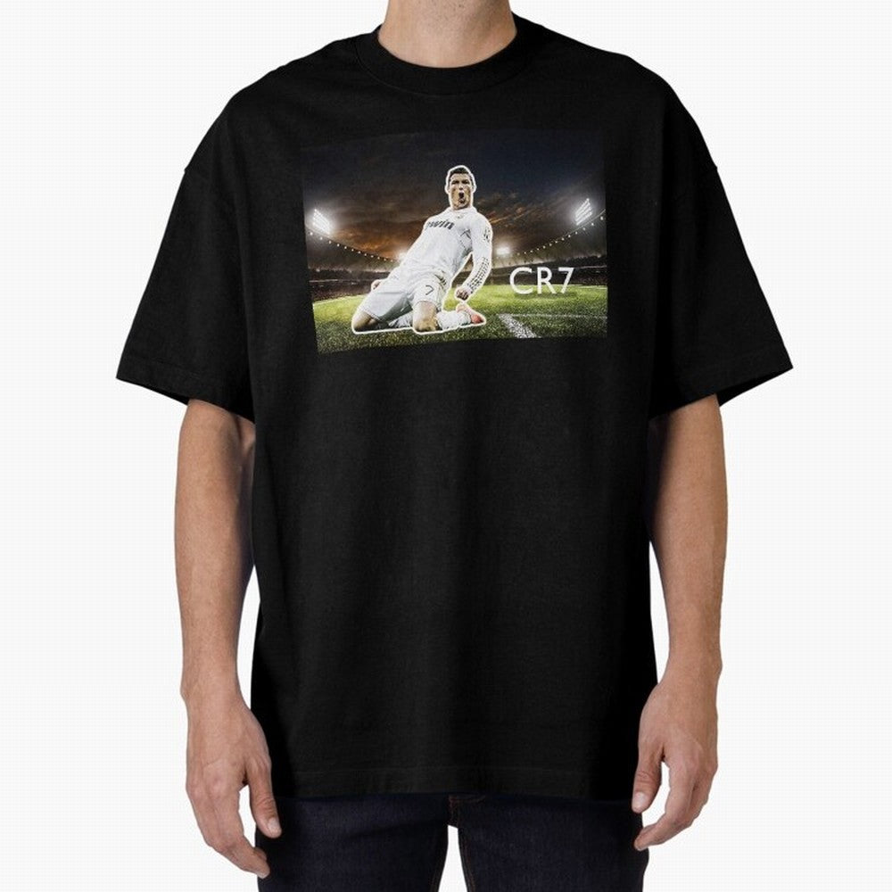 Cristiano Ronaldo Celebration Scene Oversized T-Shirt Celebrate the Road through the FIFA World Cup 2026 Group Stage Journey through CR7 and Messi Highlights, Argentina Pride, Champion Mindset, Group Stage Buzz, Knockout Tension and Passionate Fan