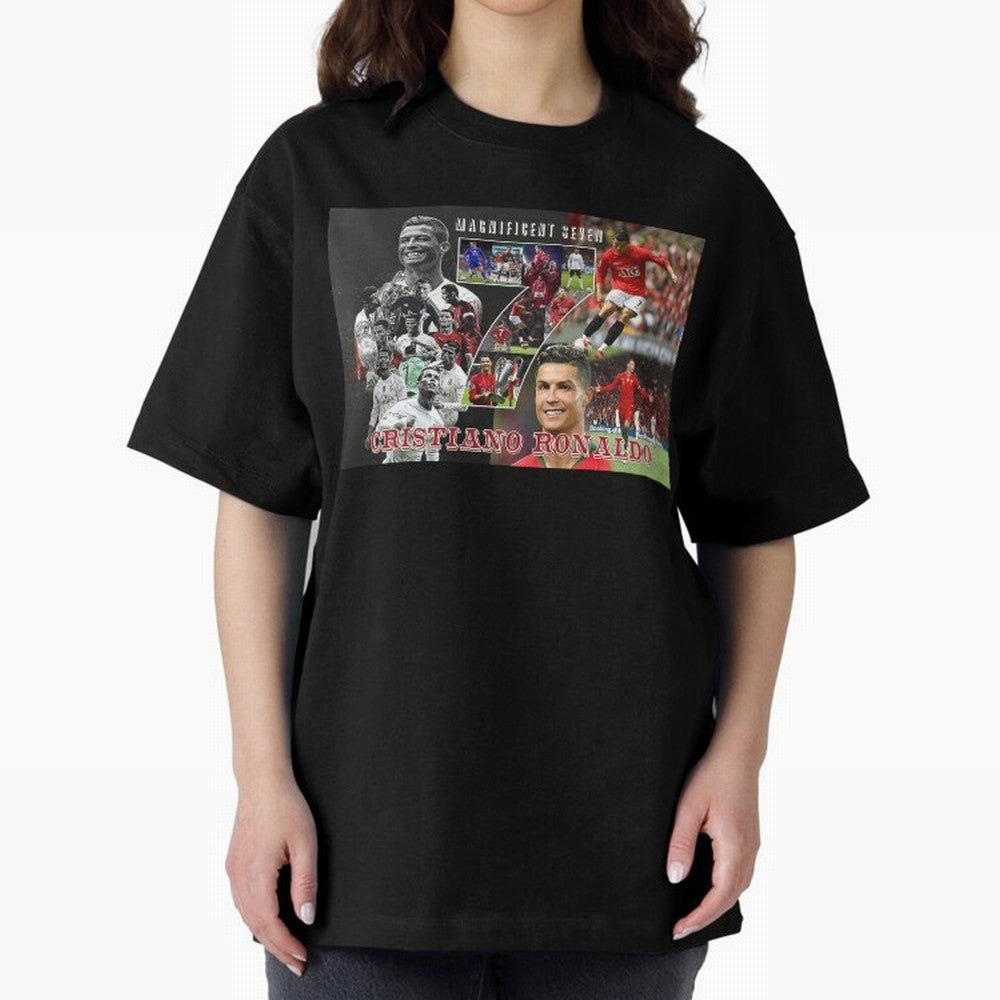Cristiano Ronaldo - Magnificent 7 Poster Oversized T-Shirt Showcase FIFA World Cup 2026 USA Canada Mexico Inspired by Mbappe, Portugal, Spain and Germany Energy, Retro Football Energy, Iconic Rivalries, Trophy Chase Drama and Stadium Atmosphere;