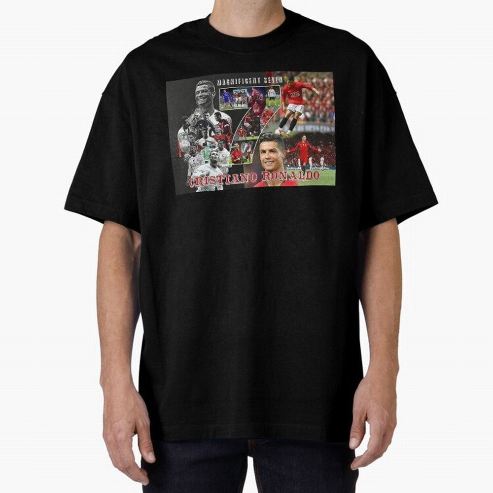Cristiano Ronaldo - Magnificent 7 Poster Oversized T-Shirt Showcase FIFA World Cup 2026 USA Canada Mexico Inspired by Mbappe, Portugal, Spain and Germany Energy, Retro Football Energy, Iconic Rivalries, Trophy Chase Drama and Stadium Atmosphere;