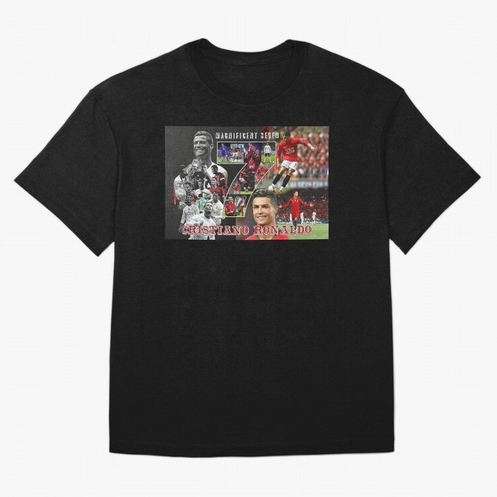 Cristiano Ronaldo - Magnificent 7 Poster Oversized T-Shirt Showcase FIFA World Cup 2026 USA Canada Mexico Inspired by Mbappe, Portugal, Spain and Germany Energy, Retro Football Energy, Iconic Rivalries, Trophy Chase Drama and Stadium Atmosphere;
