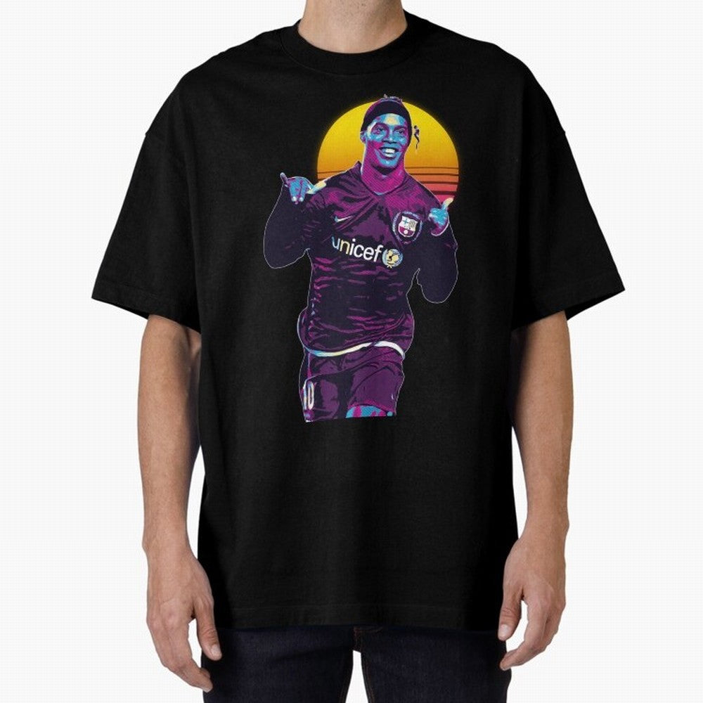 ronaldinho retro Oversized T-Shirt Follow Every Goal of the FIFA World Cup 2026 USA Canada Mexico Journey through Mbappe and Neymar Highlights, Argentina, France and Brazil Pride, Championship Spirit, Famous Goals, Roaring Crowds and International