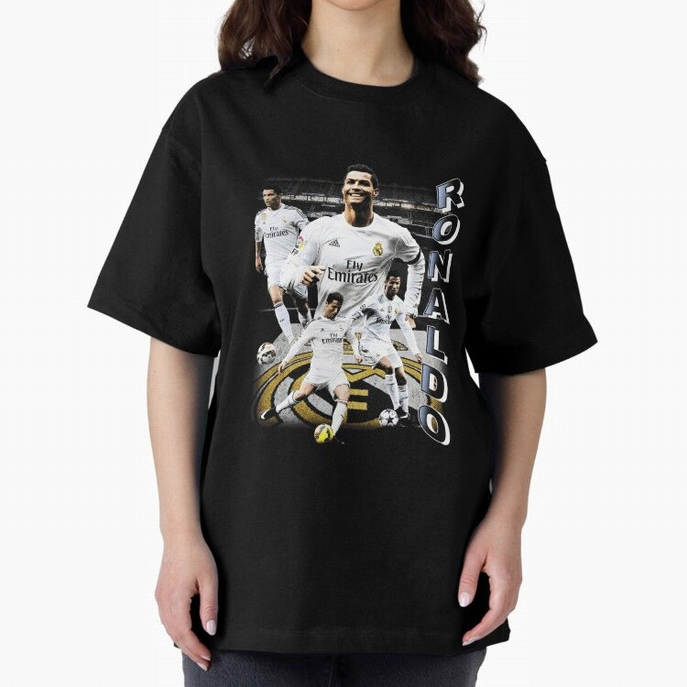 Cristiano Ronaldo Vintage Oversized T-Shirt Celebrate Fan Culture around FIFA World Cup 2026 USA Canada Mexico Spirit, Centered on Argentina and Brazil, Cristiano Ronaldo, Championship Spirit, Famous Goals, Roaring Crowds and International Football