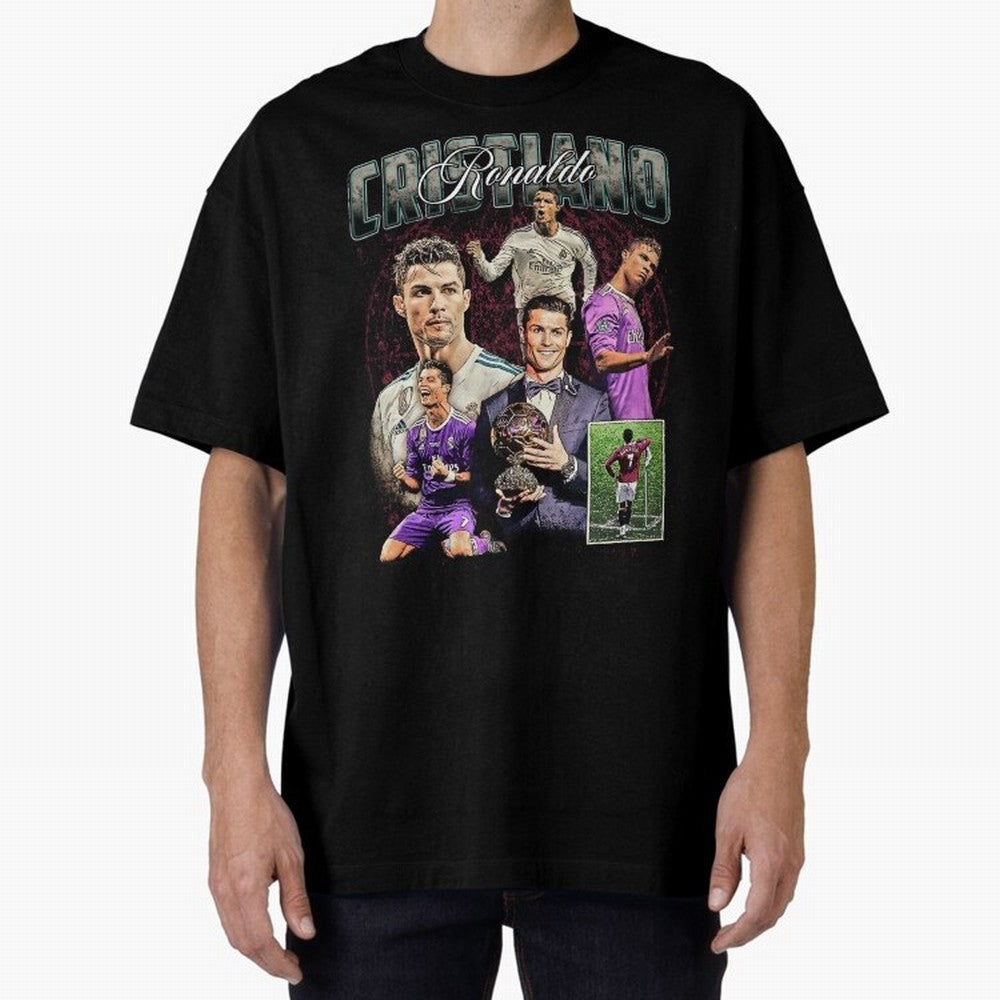 Cristiano Ronaldo Bootleg design Oversized T-Shirt Share the Excitement of Global Football Passion for FIFA World Cup 2026, Made for Messi, Neymar and Mbappe, Argentina, Champion Mindset, Group Stage Buzz, Knockout Tension and Passionate Fan