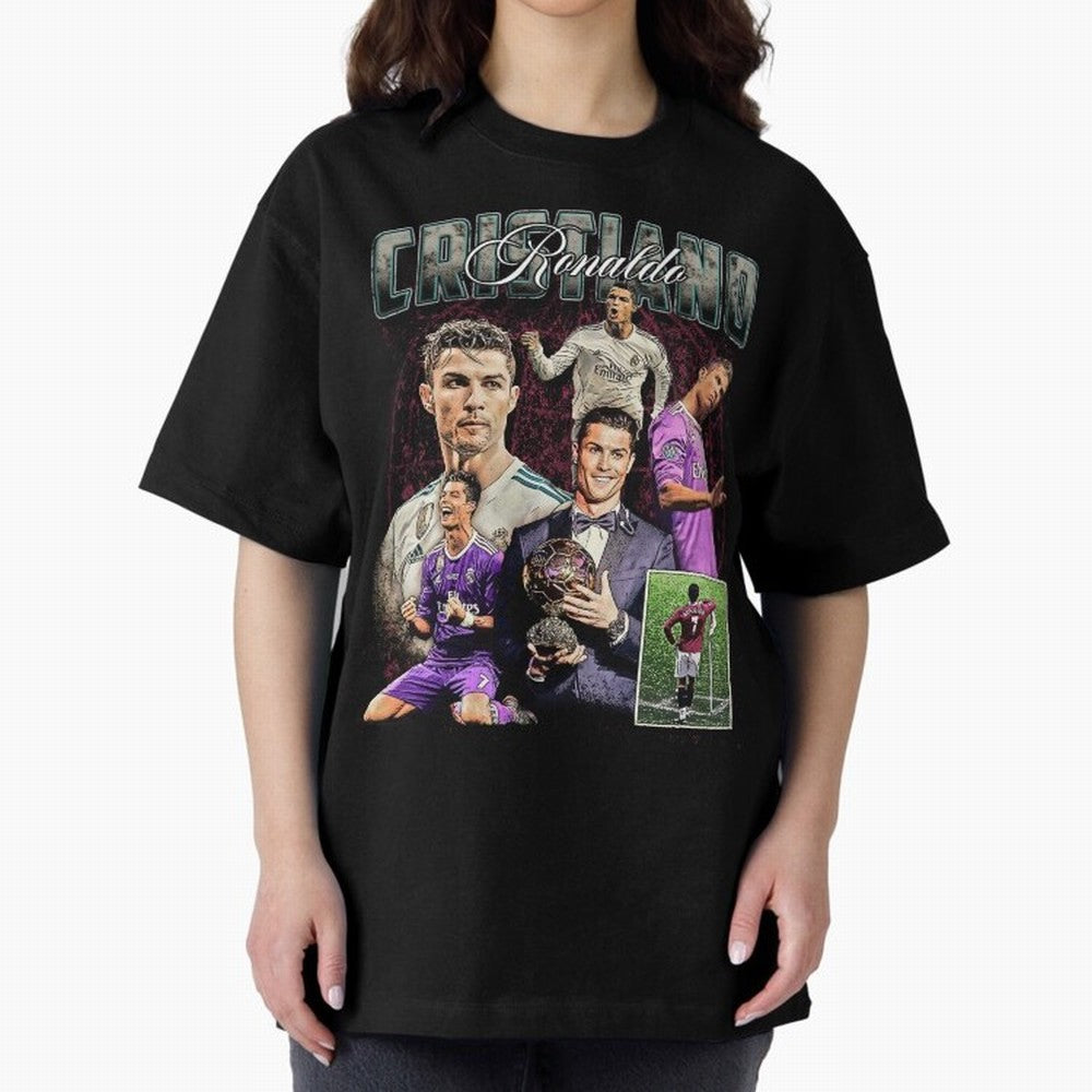 Cristiano Ronaldo Bootleg design Oversized T-Shirt Share the Excitement of Global Football Passion for FIFA World Cup 2026, Made for Messi, Neymar and Mbappe, Argentina, Champion Mindset, Group Stage Buzz, Knockout Tension and Passionate Fan