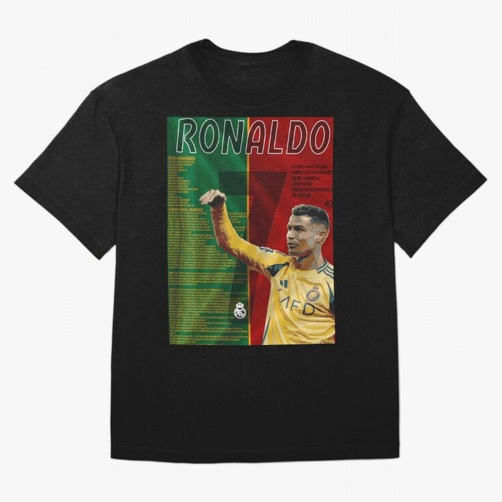 cristiano ronaldo 40th birthday tribute poster Oversized T-Shirt Embrace FIFA World Cup 2026 Group Stage Capturing Haaland and Mbappe, Netherlands Energy, Football History, Final Match Energy, Crowd Noise and Once in a Lifetime Moments; Perfect for