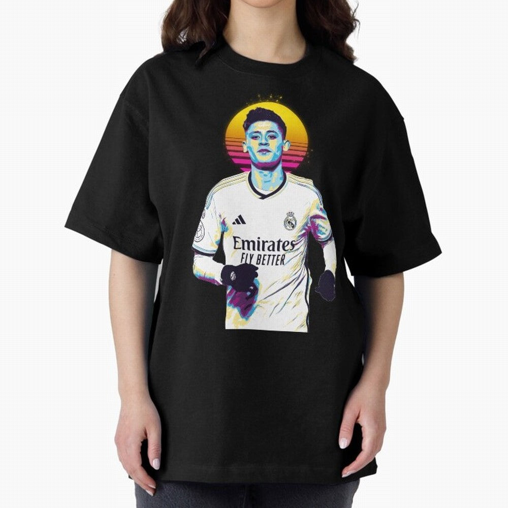Arda Guler retro 80s Oversized T-Shirt Honor Football Greatness during Global Football Passion for FIFA World Cup 2026 Group Stage, Highlighting Neymar, Portugal, Spain and Germany, Football Festival Excitement, Trophy Ambitions, Country Rivalries