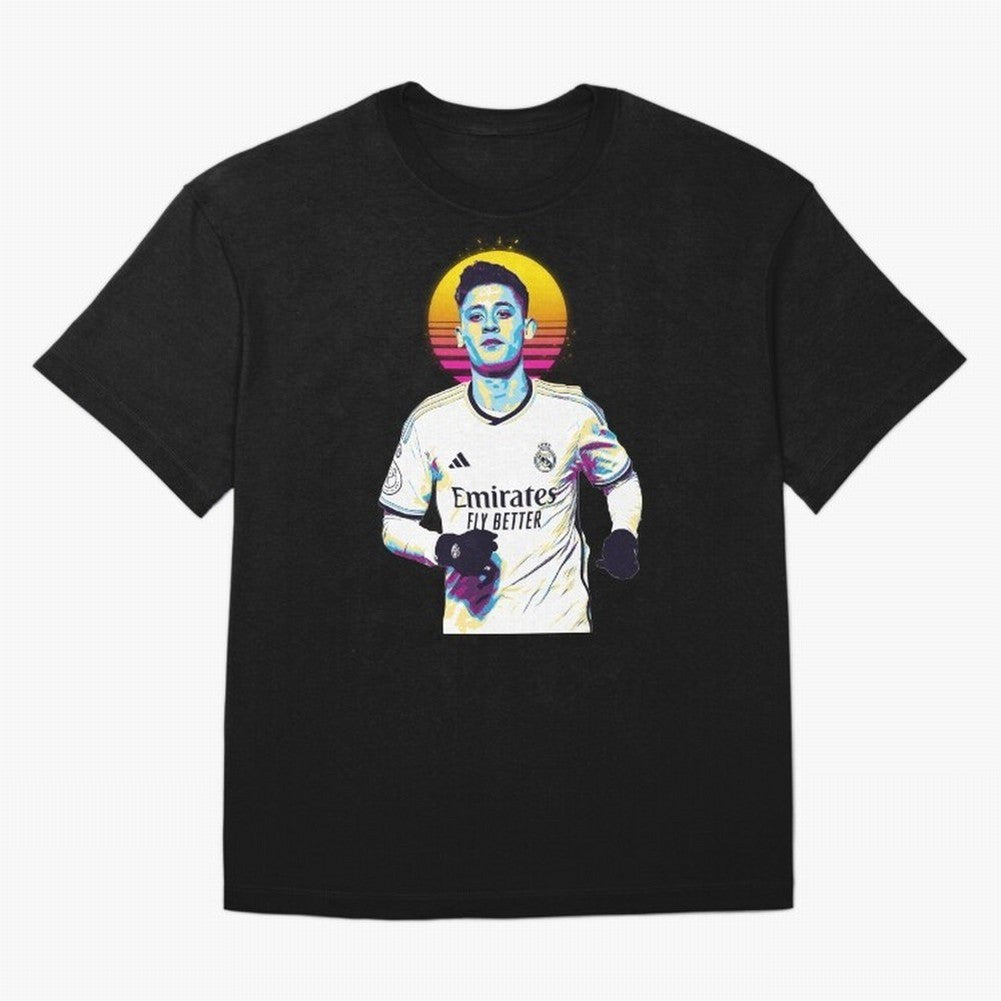 Arda Guler retro 80s Oversized T-Shirt Honor Football Greatness during Global Football Passion for FIFA World Cup 2026 Group Stage, Highlighting Neymar, Portugal, Spain and Germany, Football Festival Excitement, Trophy Ambitions, Country Rivalries