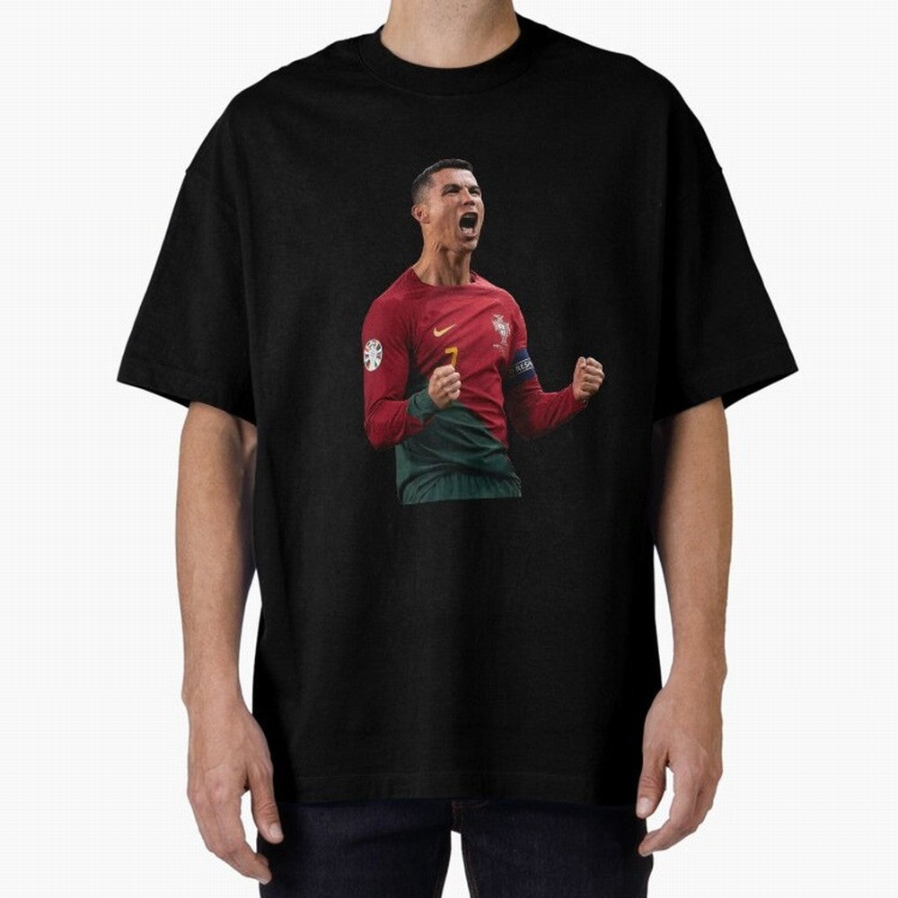 Cristiano Ronaldo T-Shirt Oversized T-Shirt Celebrate Supporters United by Global Football Passion for FIFA World Cup 2026 USA Canada Mexico, Inspired by Cristiano Ronaldo, Haaland and CR7, Spain, Football Festival Excitement, Trophy Ambitions,