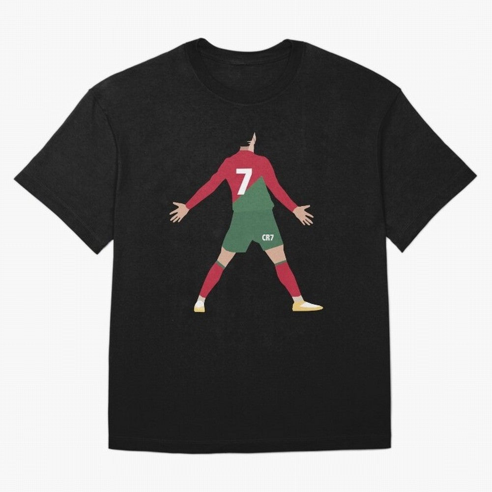 Cristiano Ronaldo illustration Oversized T-Shirt Bring Trophy Dreams to Global Football Passion for FIFA World Cup 2026, with CR7 and Messi, England, Retro Football Energy, Iconic Rivalries, Trophy Chase Drama and Stadium Atmosphere; Made for