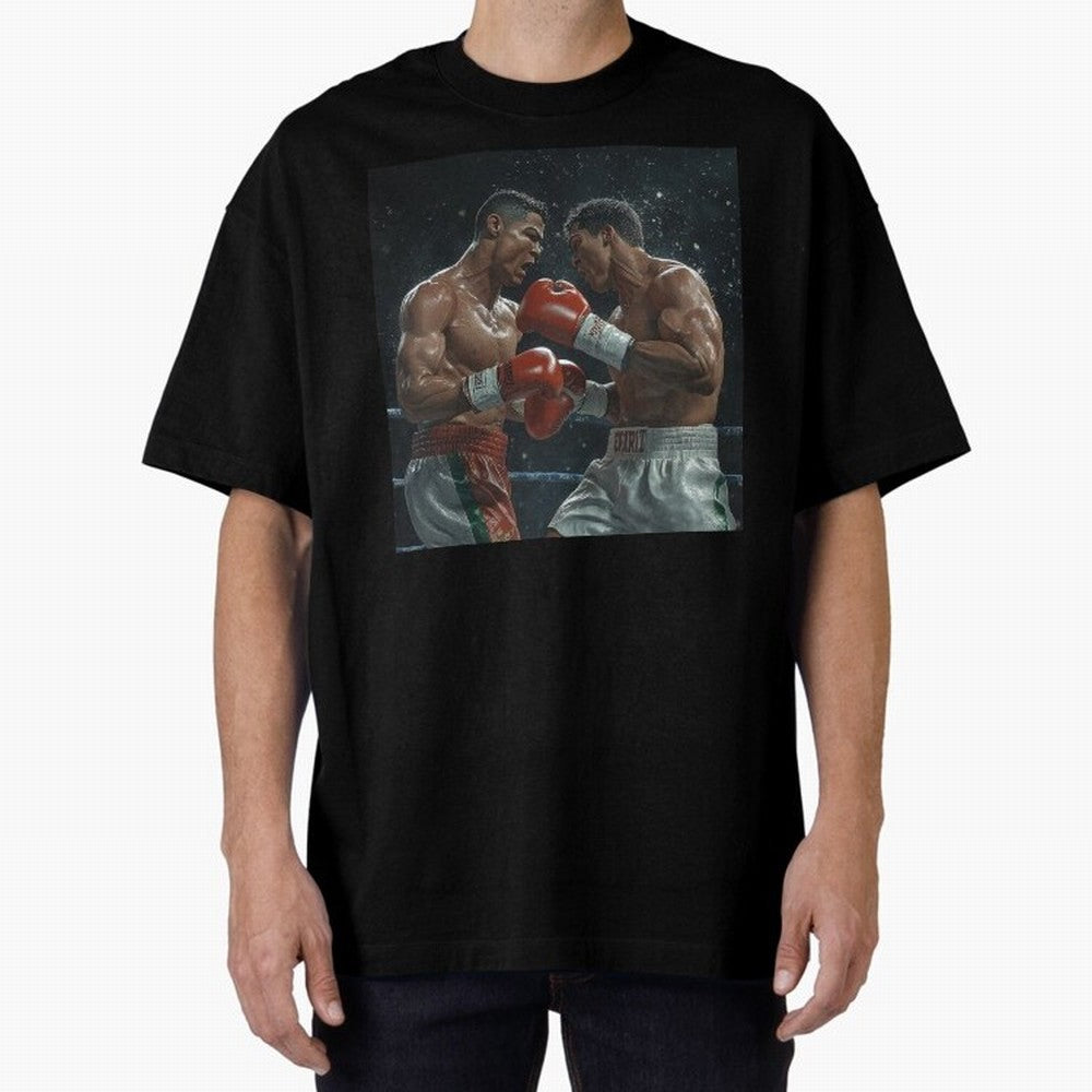 Cristiano Ronaldo vs Alvarez Canelo: Gaming Duel Between Legends Oversized T-Shirt Mark FIFA World Cup 2026 Group Stage for Fans of Mbappe and Argentina, France and Brazil, Bringing Champion Mindset, Group Stage Buzz, Knockout Tension and