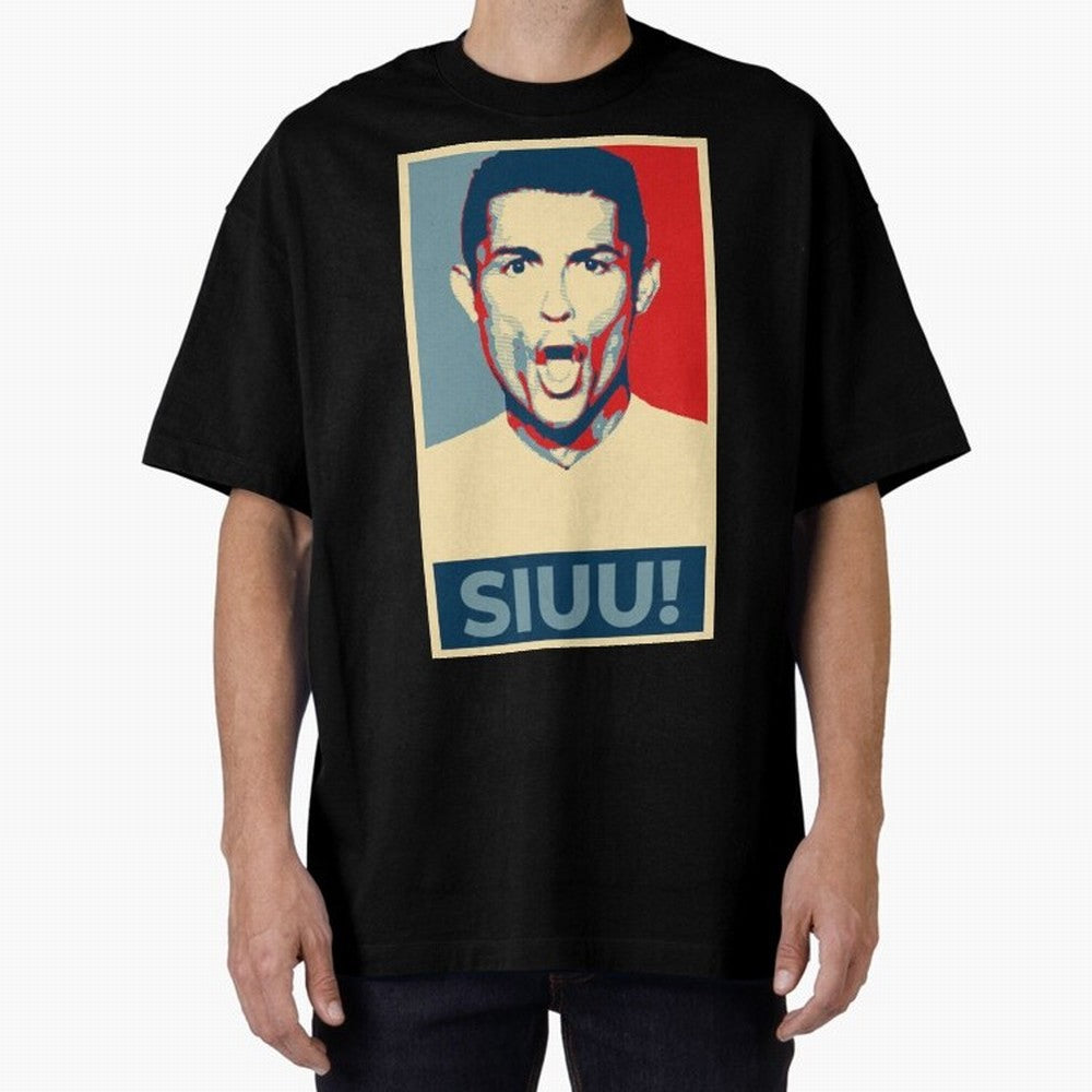 Ronaldo Siuu! - Hope Oversized T-Shirt Support the Legends of FIFA World Cup 2026 Group Stage for Fans of Messi and Germany, Bringing Vintage Soccer Flavor, Modern Football Stars, National Flags and Final Night Emotion; Perfect for Supporters Who