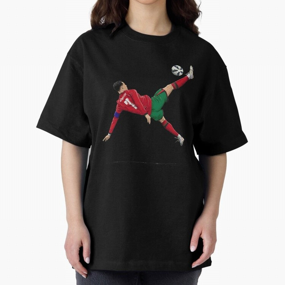 Ronaldo 910 Goal Bicycle Kick Oversized T-Shirt Fuel Your Fan Pride for Global Football Passion for FIFA World Cup 2026 USA Canada Mexico, with Messi, Neymar and Mbappe, Argentina, France and Brazil, Match Day Excitement, Supporter Culture, Golden