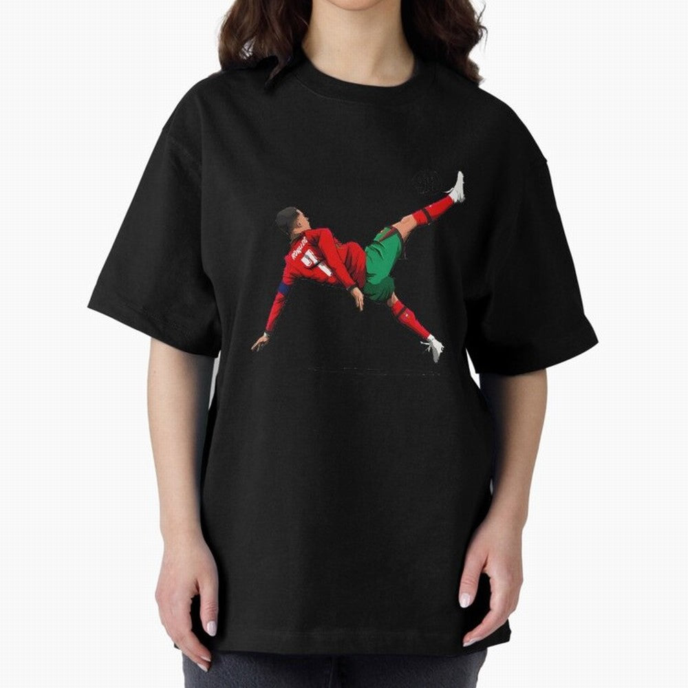 Cristiano Ronaldo 910th Goal Bicycle Kick Tribute Oversized T-Shirt Show Match Day Excitement for FIFA World Cup 2026 Inspired by Neymar, Brazil, Portugal and Argentina Energy, Worldwide Fan Energy, Dramatic Goals, Stadium Lights and Championship