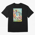 Messi in action Graphic poster design Oversized T-Shirt Bring Global Tournament Vibes to FIFA World Cup 2026 Group Stage for Fans of Haaland and Spain, Bringing Classic Soccer Heritage, Championship Pressure, Fan Loyalty and International Pride;